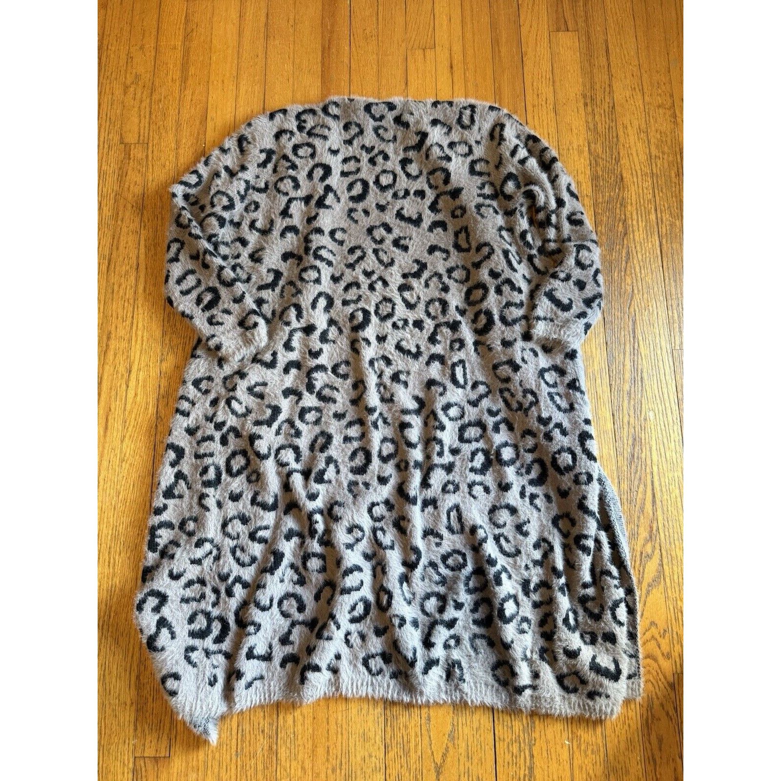 Other Entro Duster Cardigan Size Large Gray Knit Animal Print Open Size L / US 10 / IT 46 - 5 Thumbnail