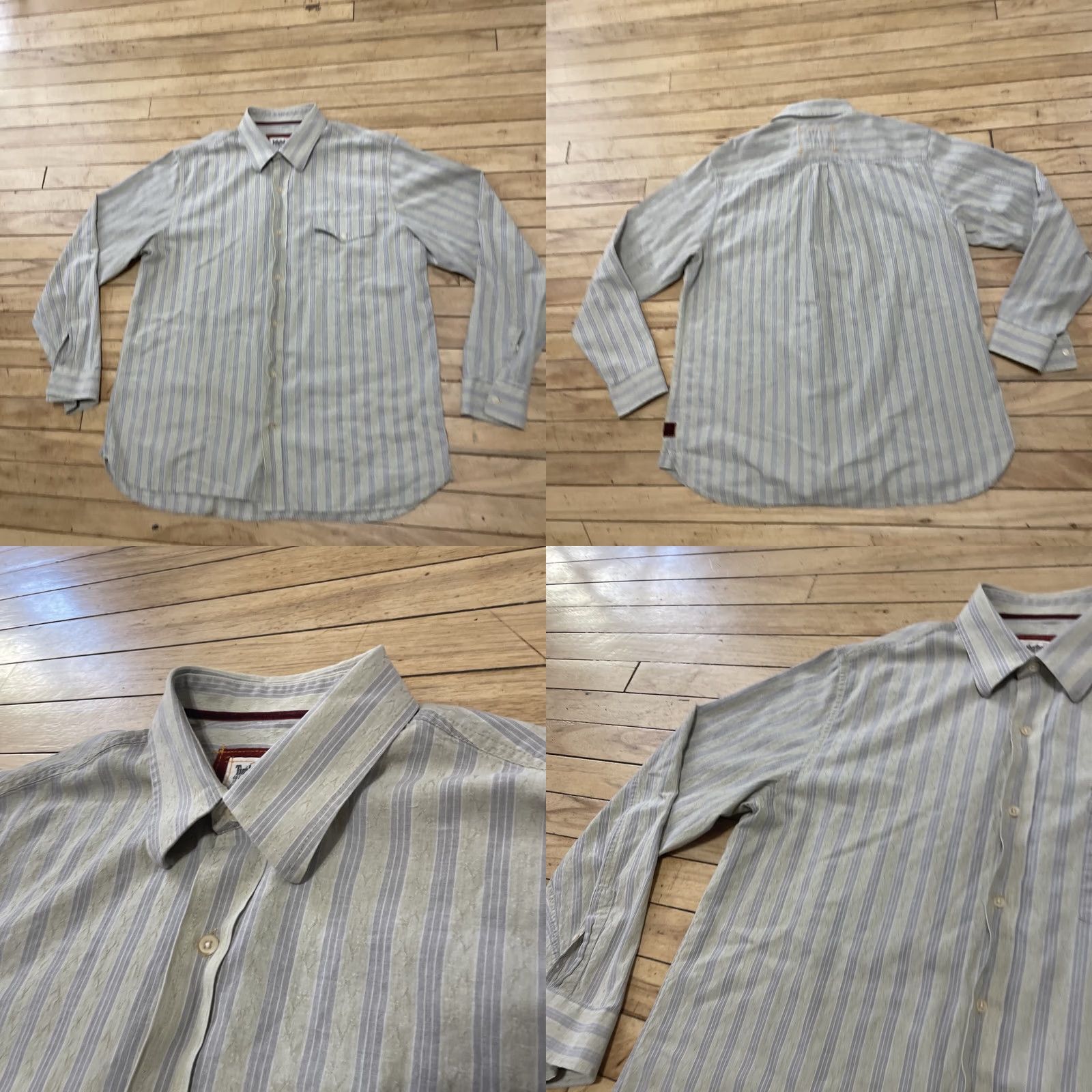 Timberland VINTAGE Timberland Button Shirt Men XL Y2k Streetwear HipHop Textured Stripe Blue Yellow Shirt Mens XL Size US XL / EU 56 / 4 - 9 Thumbnail