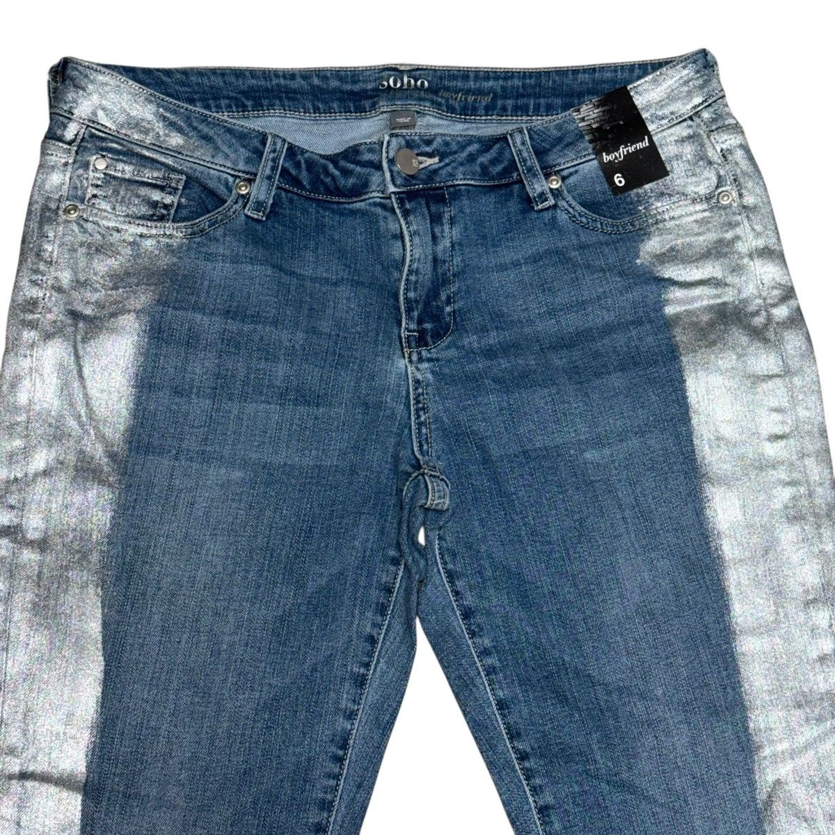 Other SOHO metallic silver painted sides Boyfriend jeans Size 28" / US 6 / IT 42 - 2 Thumbnail