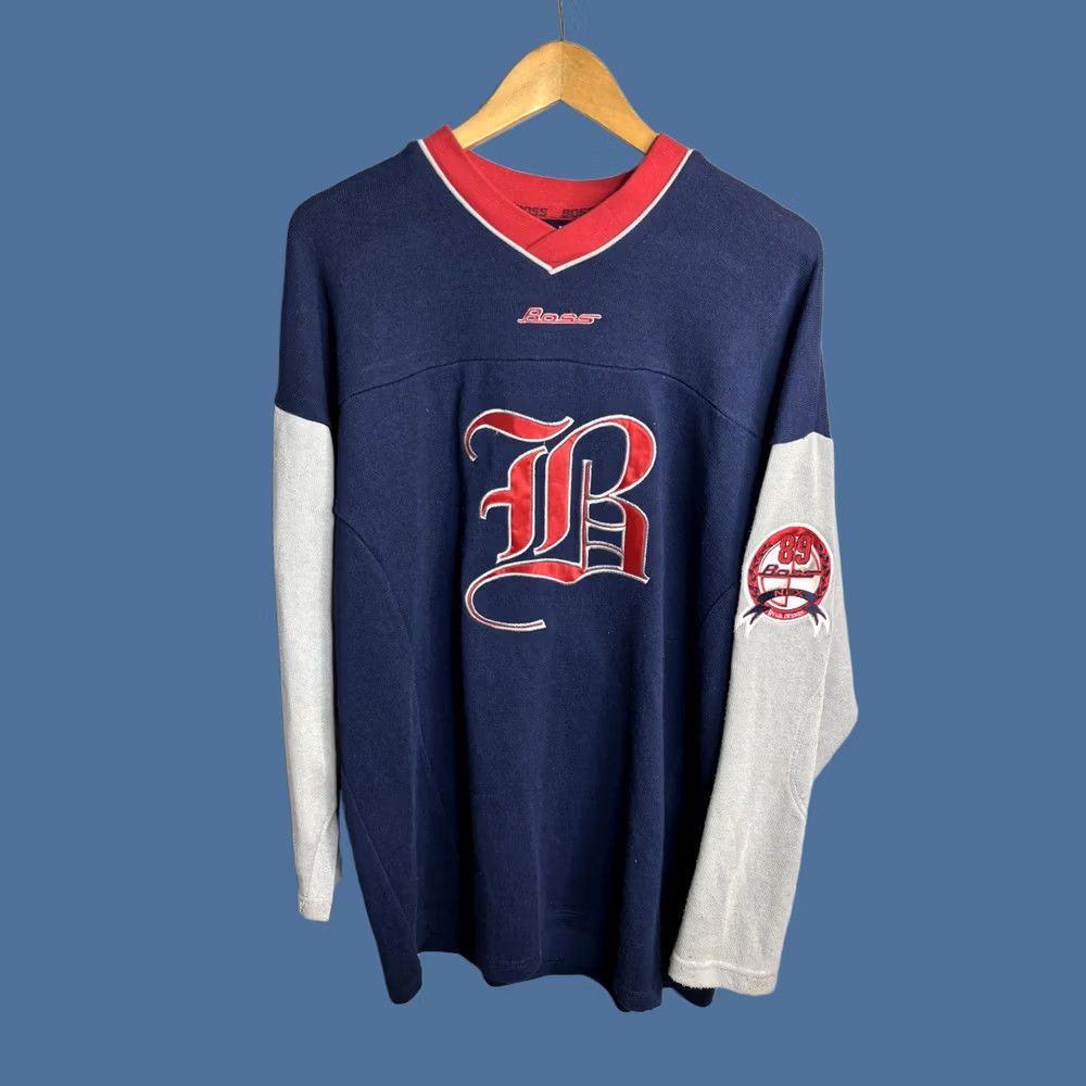 Vintage VINTAGE Boss by IG-Design Shirt Mens Large Blue 89 Jersey V-Neck Long Sleeve Size US L / EU 52-54 / 3 - 1 Thumbnail