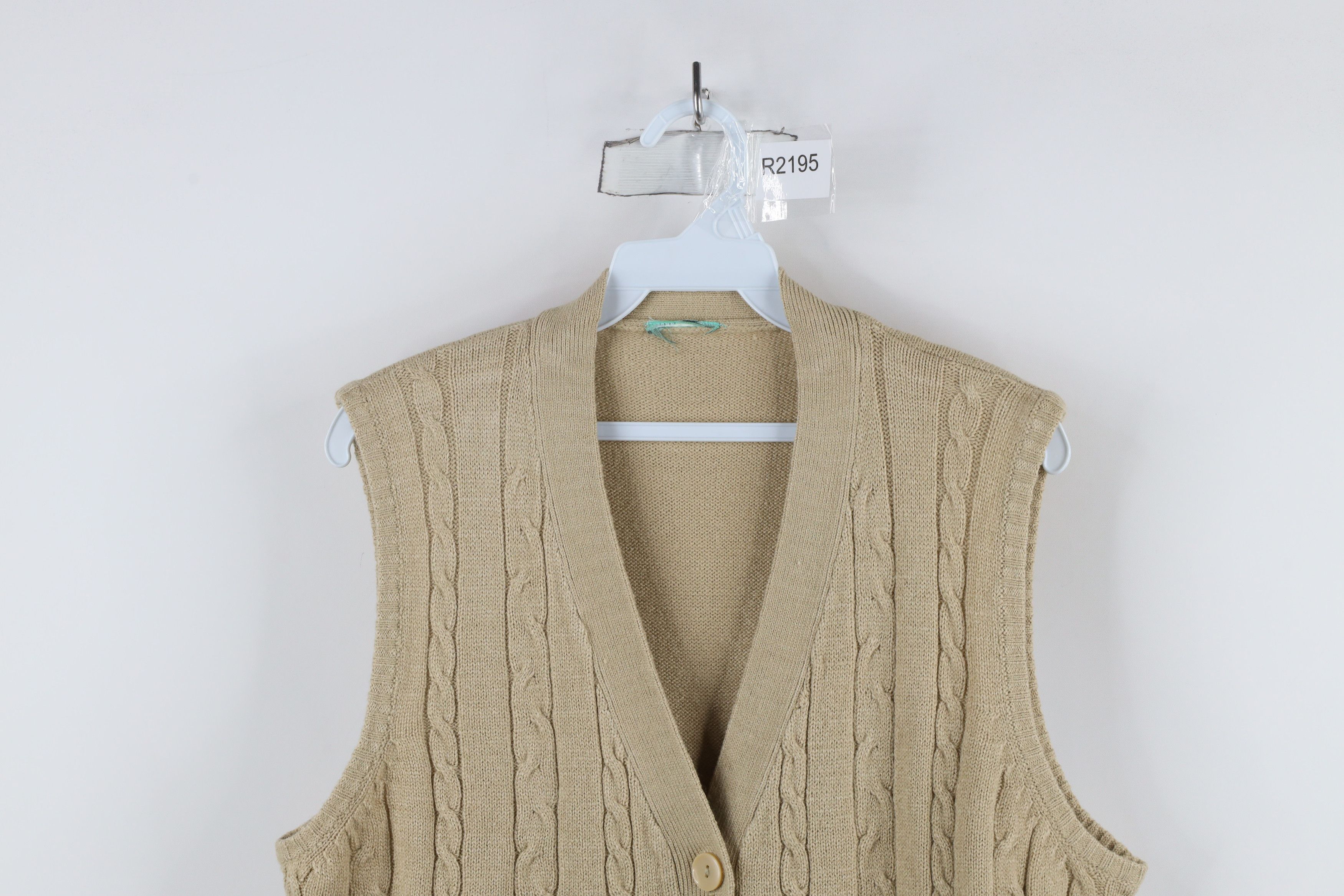 Vintage Vintage 90s Streetwear Knit Cardigan Sweater Vest Beige Size L / US 10 / IT 46 - 2 Thumbnail