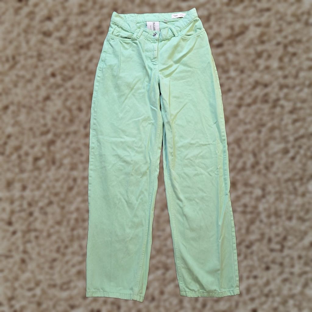 Vintage COLLUSION Jeans Womens 28 Green Baggy Straight Denim Casual Y2K Classic Baggy Straight Leg Regular Rise High Cotton Denim 32 In Inseam Womens Size 28" / US 6 / IT 42 - 1 Thumbnail