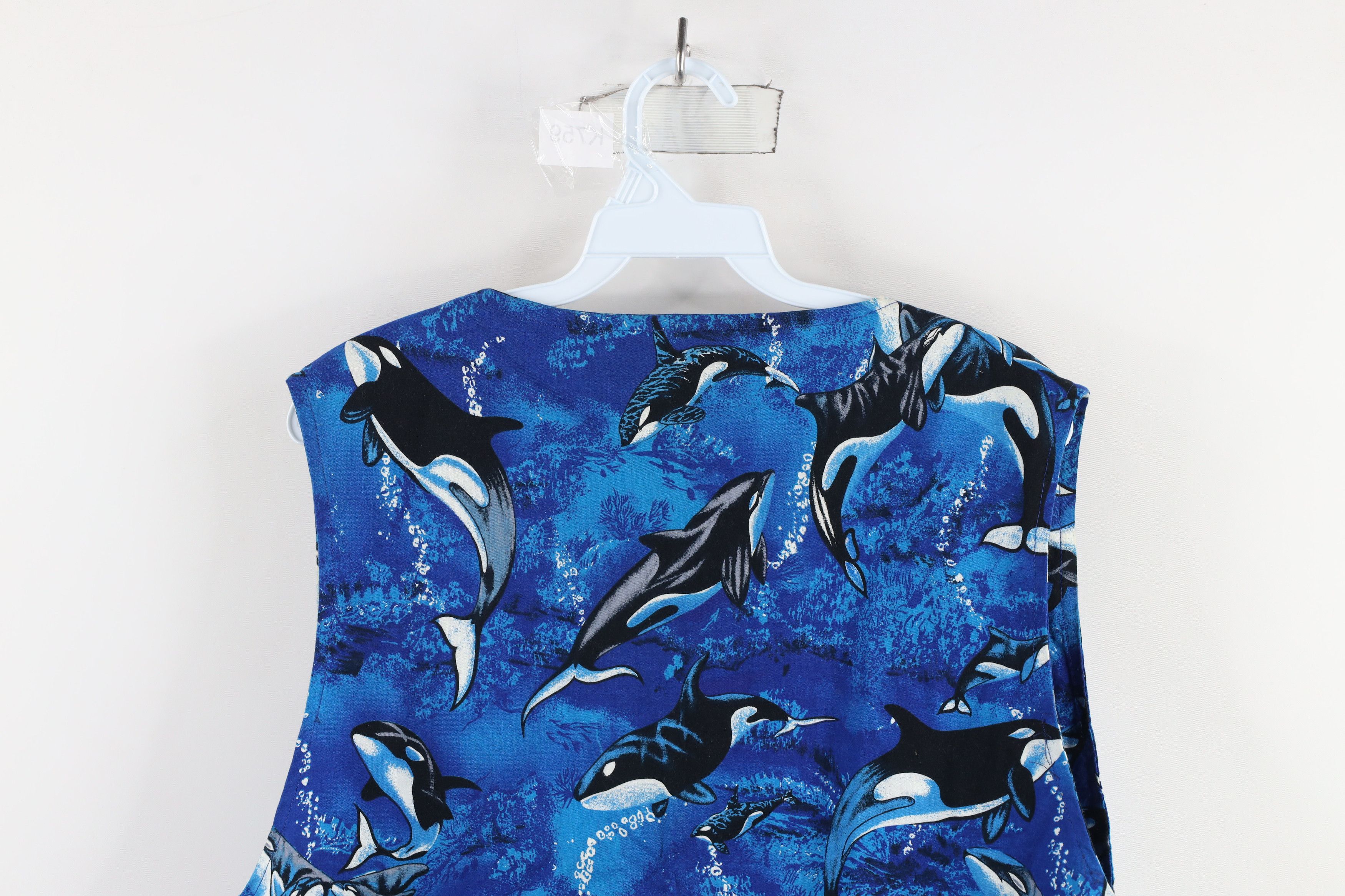 Vintage Vintage 90s Streetwear Whale All Over Print Open Front Vest Size 3XL / US 20-22 - 8 Thumbnail