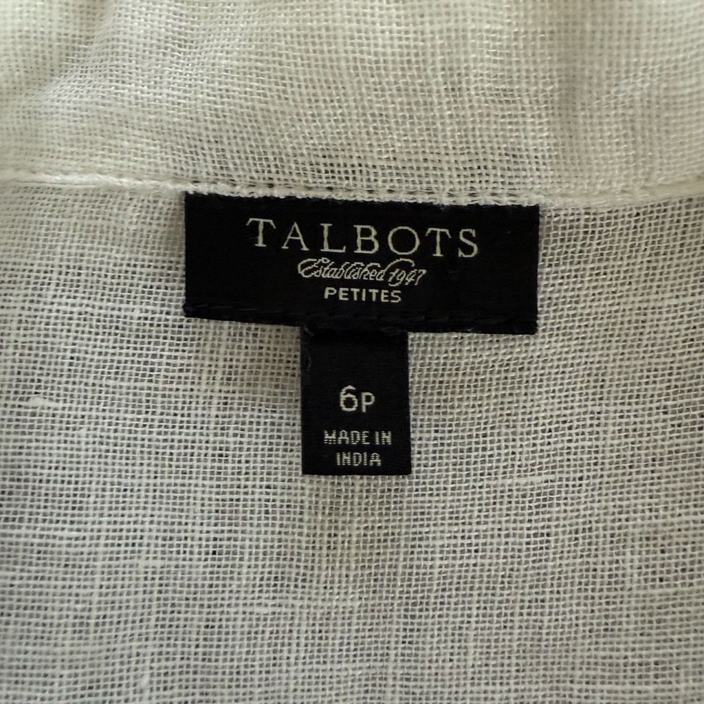 Other Talbots White 100% Linen Top Single Button 6 Petite Size M / US 6-8 / IT 42-44 - 8 Thumbnail