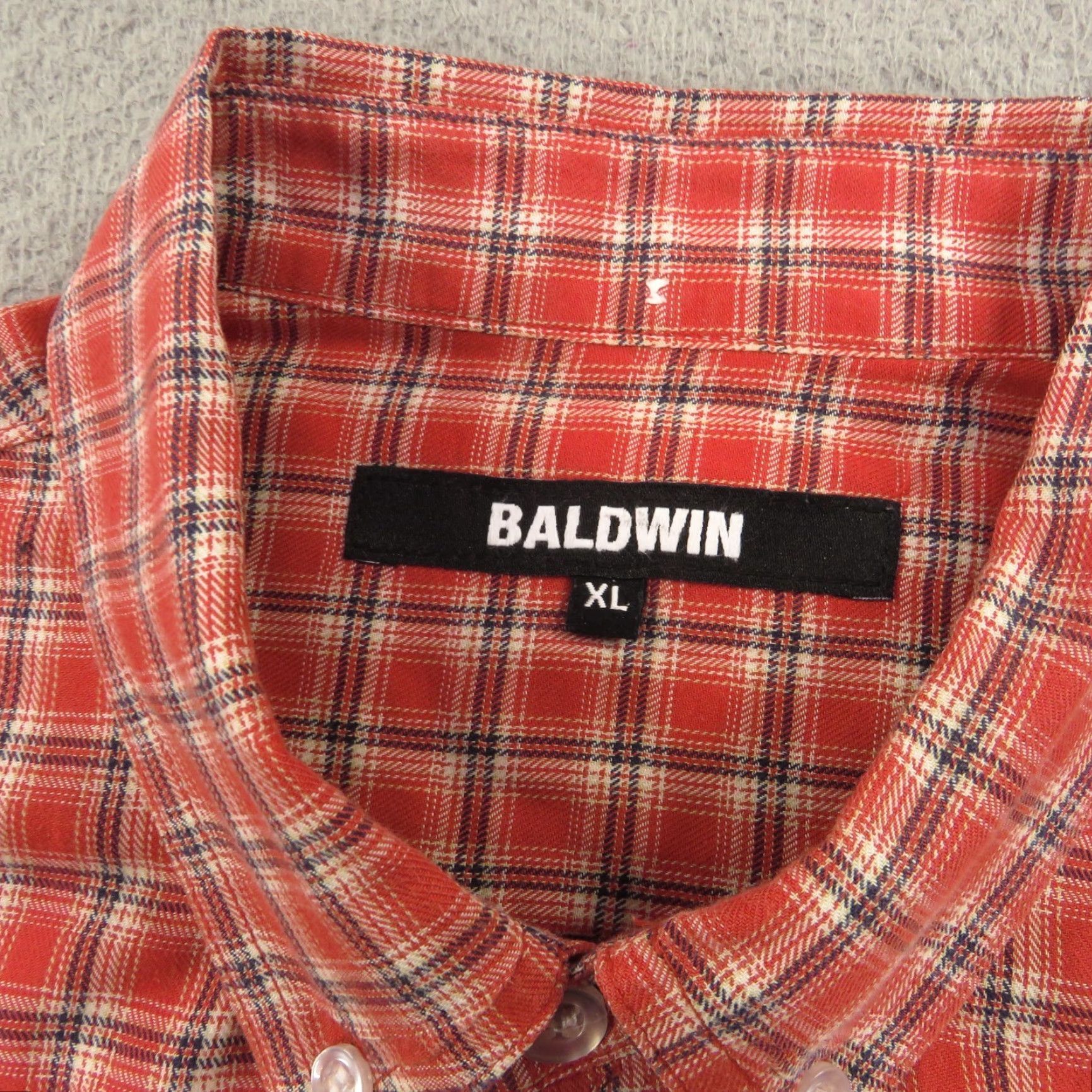 Vintage Baldwin Shirt Mens XL Red Lightweight Flannel Button-Up Long Sleeve Casual Workwear Size US XL / EU 56 / 4 - 5 Thumbnail