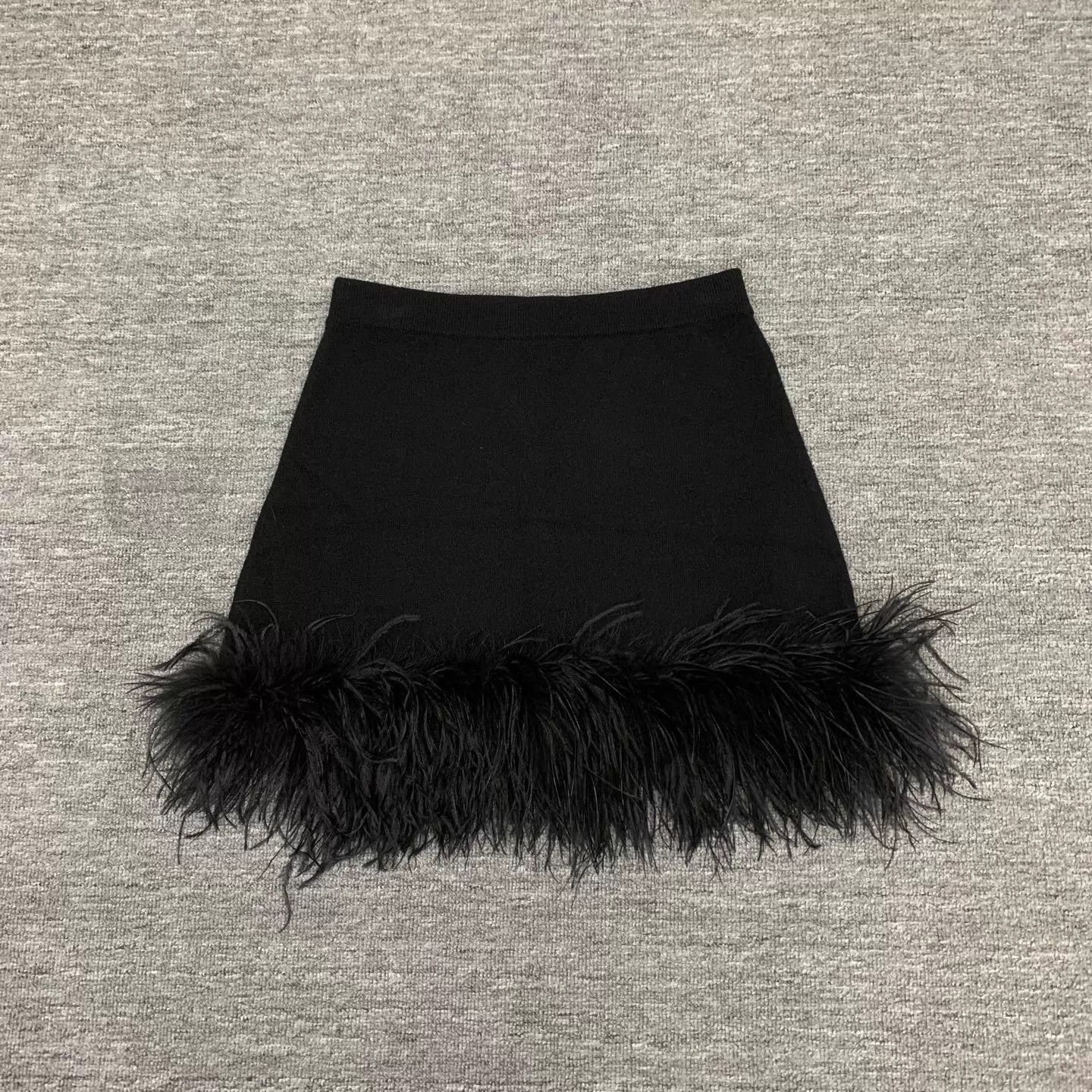 Miu Miu MIU MIU black plush knit mini skirt 40 95new Size 27" / US 4 / IT 40 - 1 Thumbnail