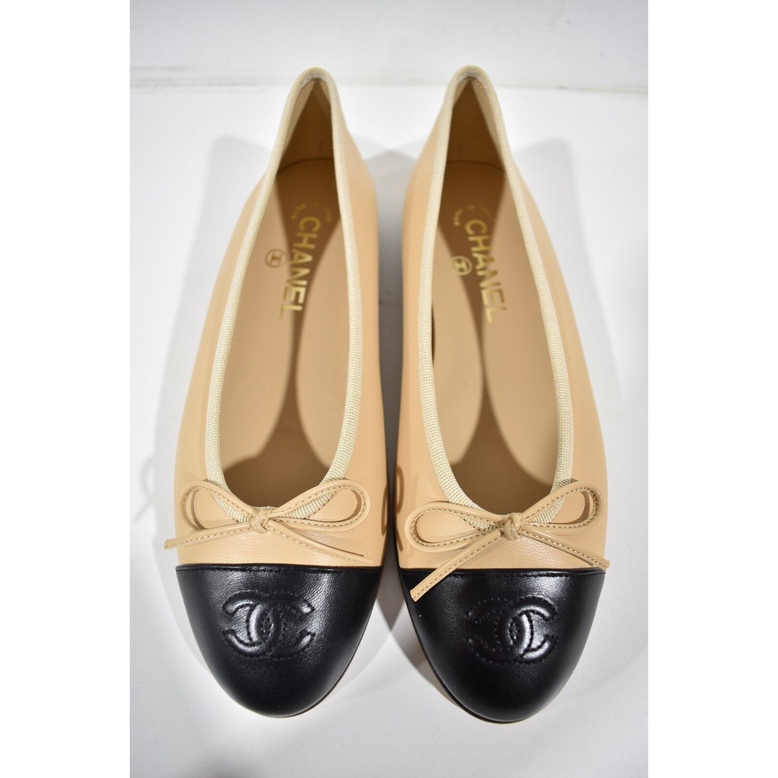Chanel Lambskin Leather CC Logo Bow Tie Ballet Ballerina Flat 37 Size US 7 / IT 37 - 10 Thumbnail