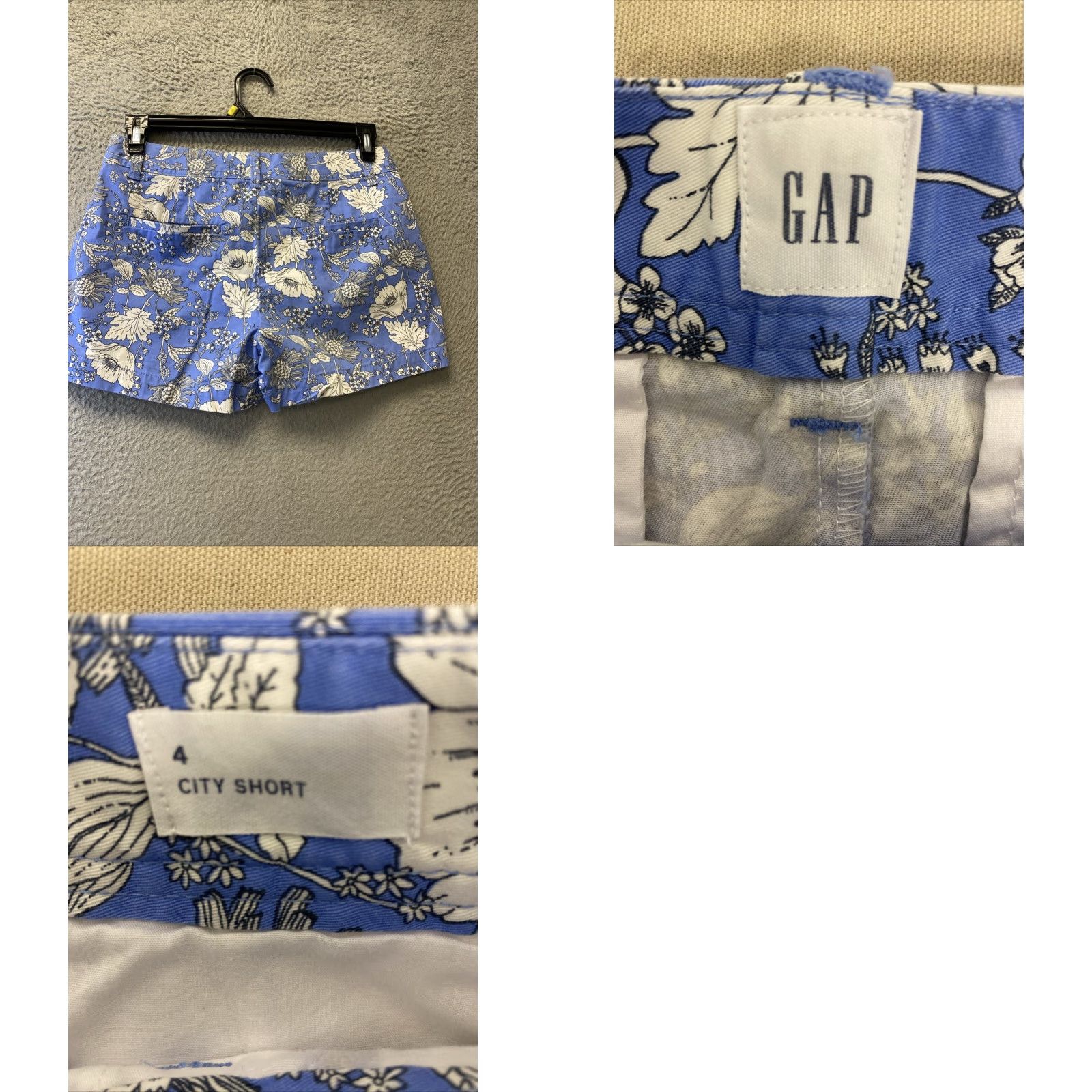 Gap Gap Womens Shorts 4 Blue Floral Summer Short Chino Pockets Button 87-96 Size 32" / US 10 / IT 46 - 8 Thumbnail