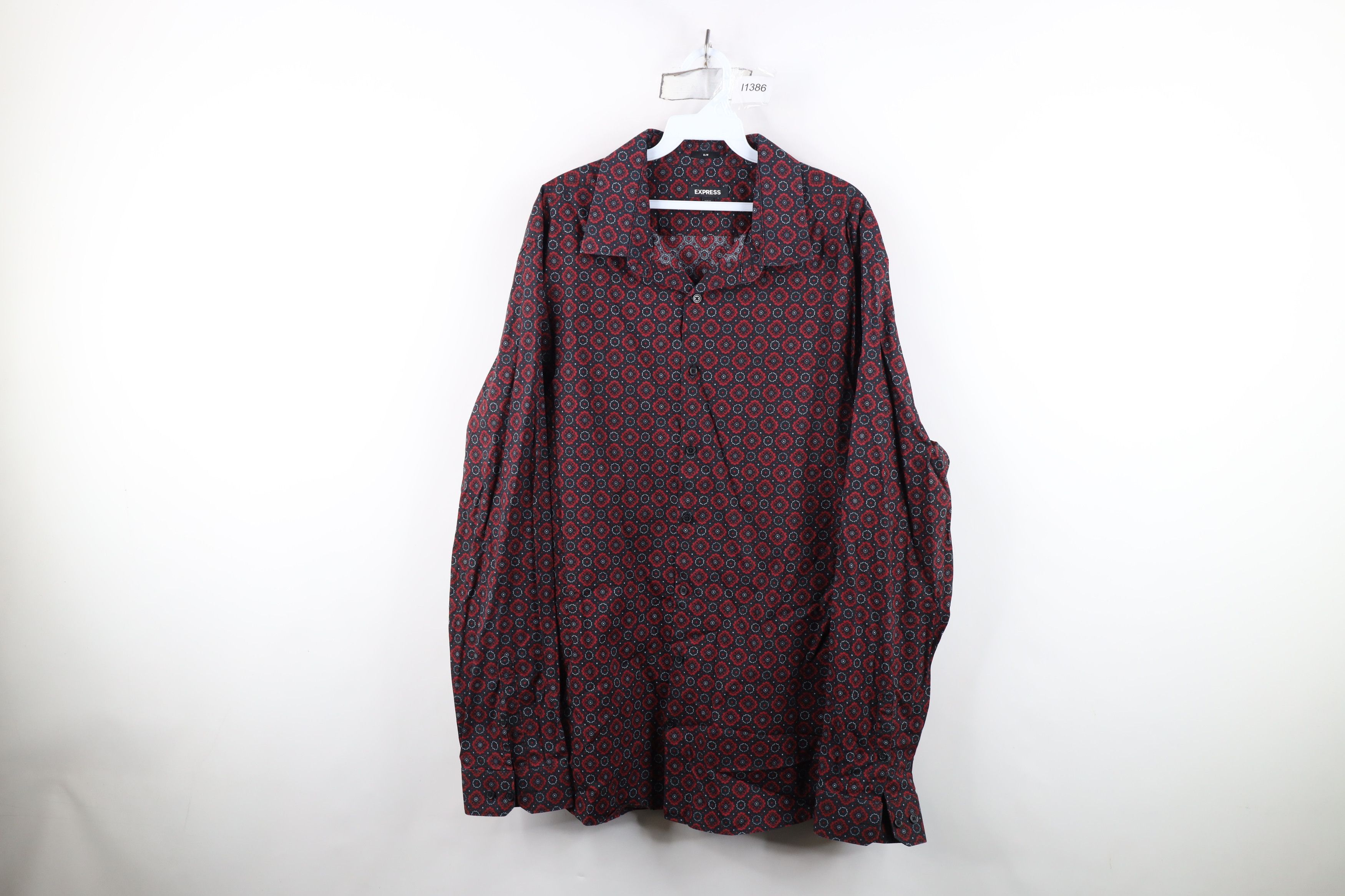 Express Express Slim Geometric Tapestry Collared Button Shirt Cotton Size US XXL / EU 58 / 5 - 1 Thumbnail