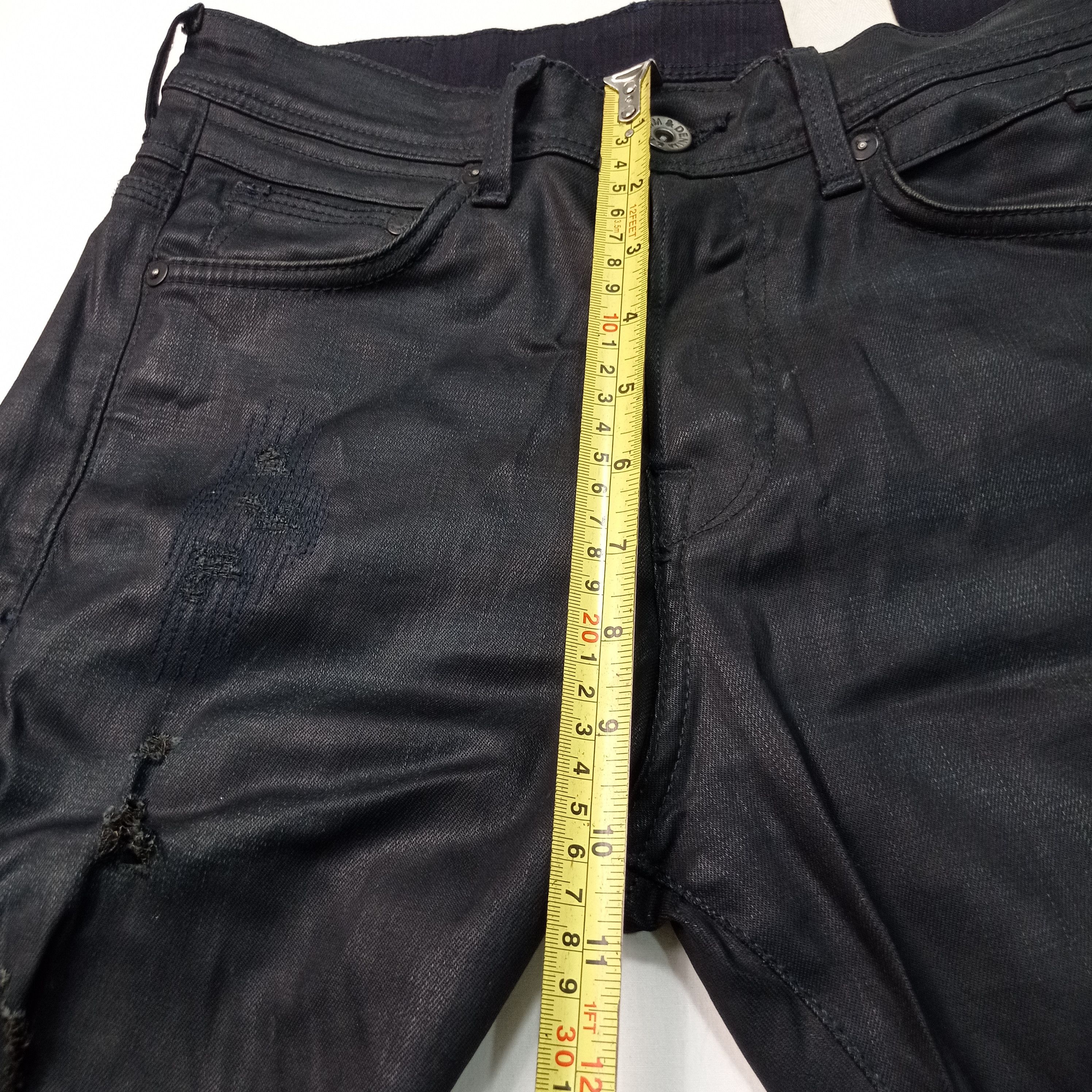 H&M 🔥H&M X & Jeans Skinny Super Black Distressed Pants Size 28" / US 6 / IT 42 - 22 Thumbnail