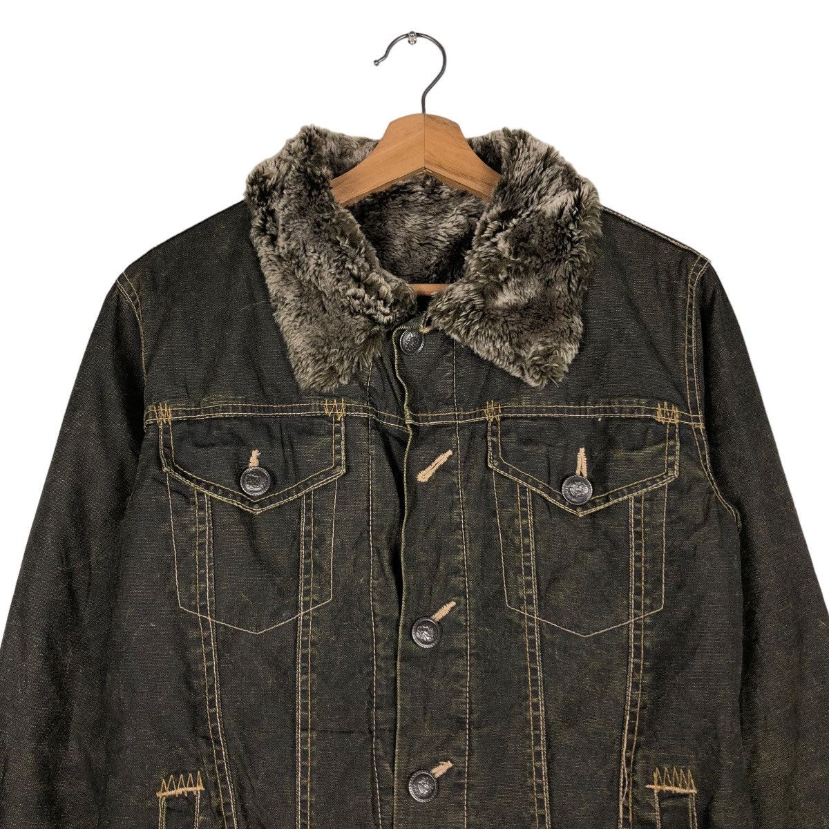Japanese Brand 🔥VINTAGE BIKER JACKET TRUCKER MINK FUR LINING ISSEY MIYAKE Size US S / EU 44-46 / 1 - 5 Thumbnail
