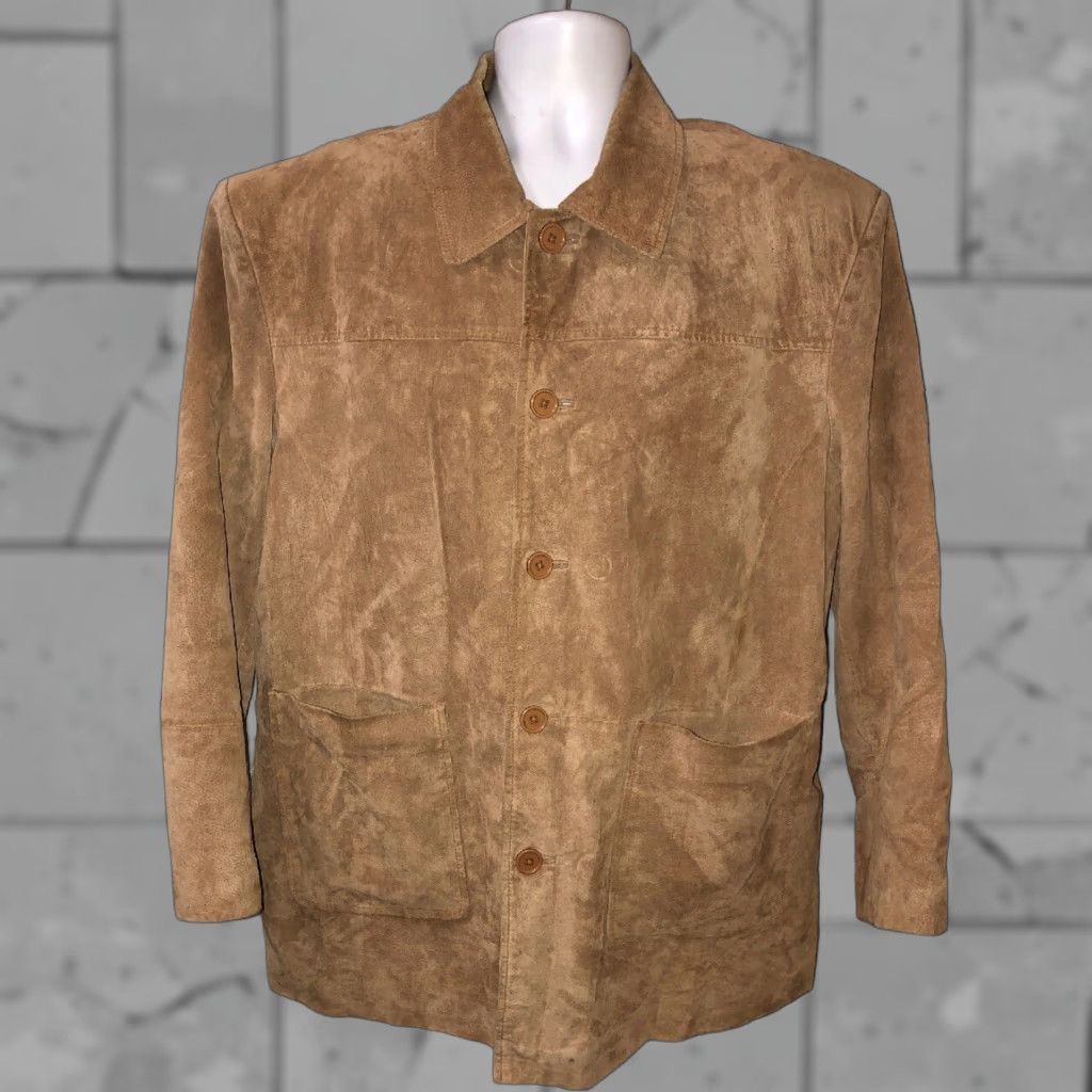 Vintage Caribou Creek Jacket Beige Leather Quilt Lined Button Front Size L Mens Size US L / EU 52-54 / 3 - 1 Thumbnail
