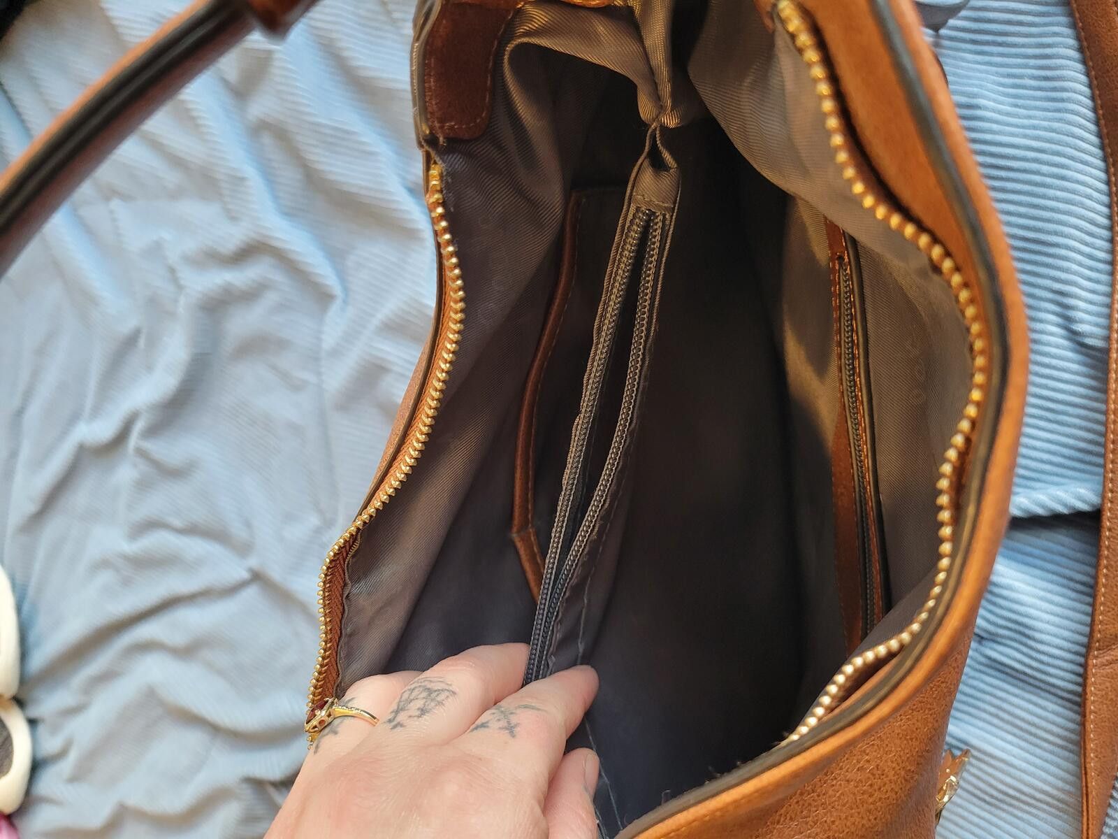 Other Brown Faux Leather Shoulder Bag with Multiple Compartments Size ONE SIZE - 3 Thumbnail