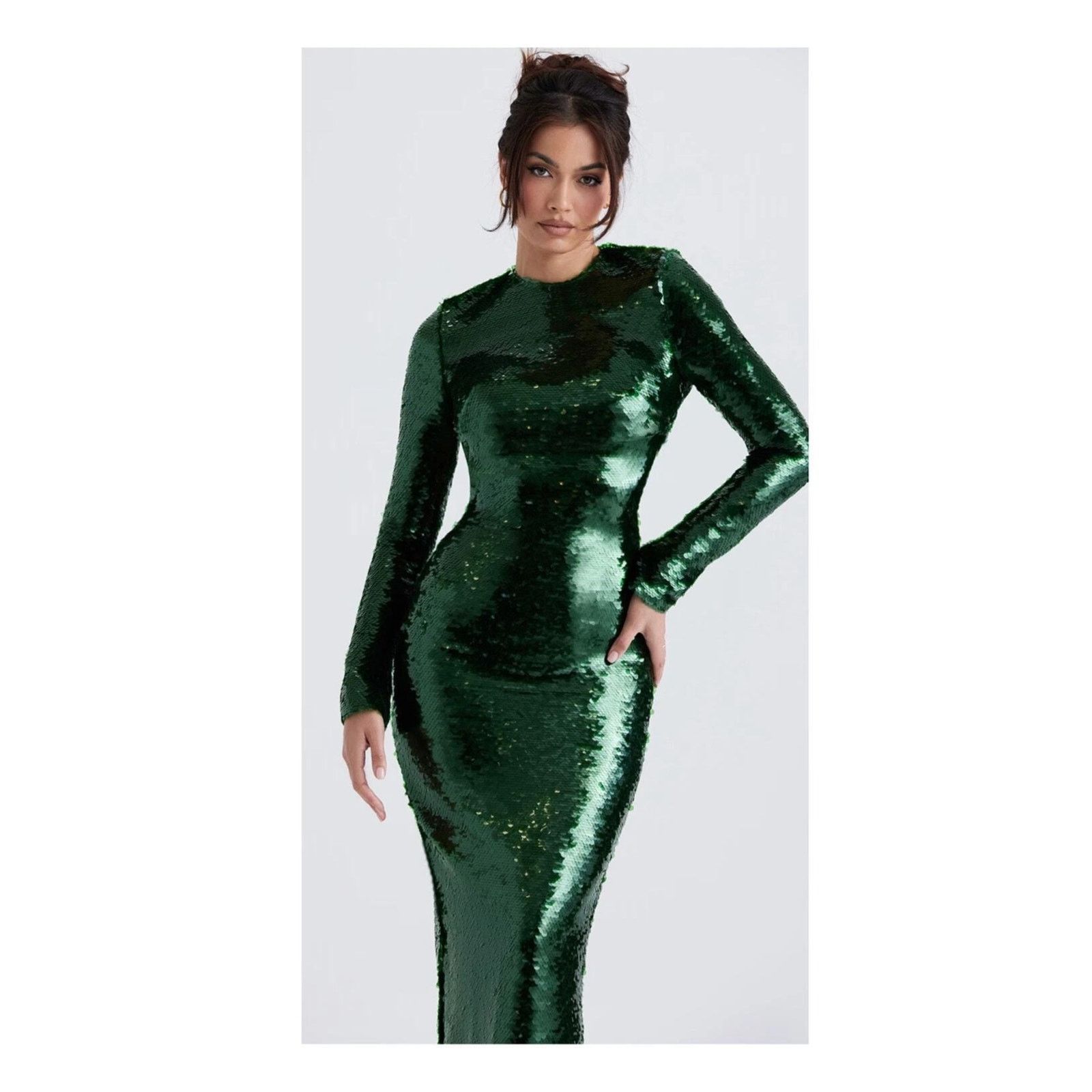 House of CB HOUSE OF CB Belle Sequin Long Sleeve Open Back Maxi Dress M Size M / US 6-8 / IT 42-44 - 4 Thumbnail
