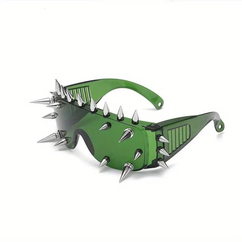 Other Goth Emo Punk Cyberpunk Spiked Glasses Shades - Green Size ONE SIZE - 1 Preview
