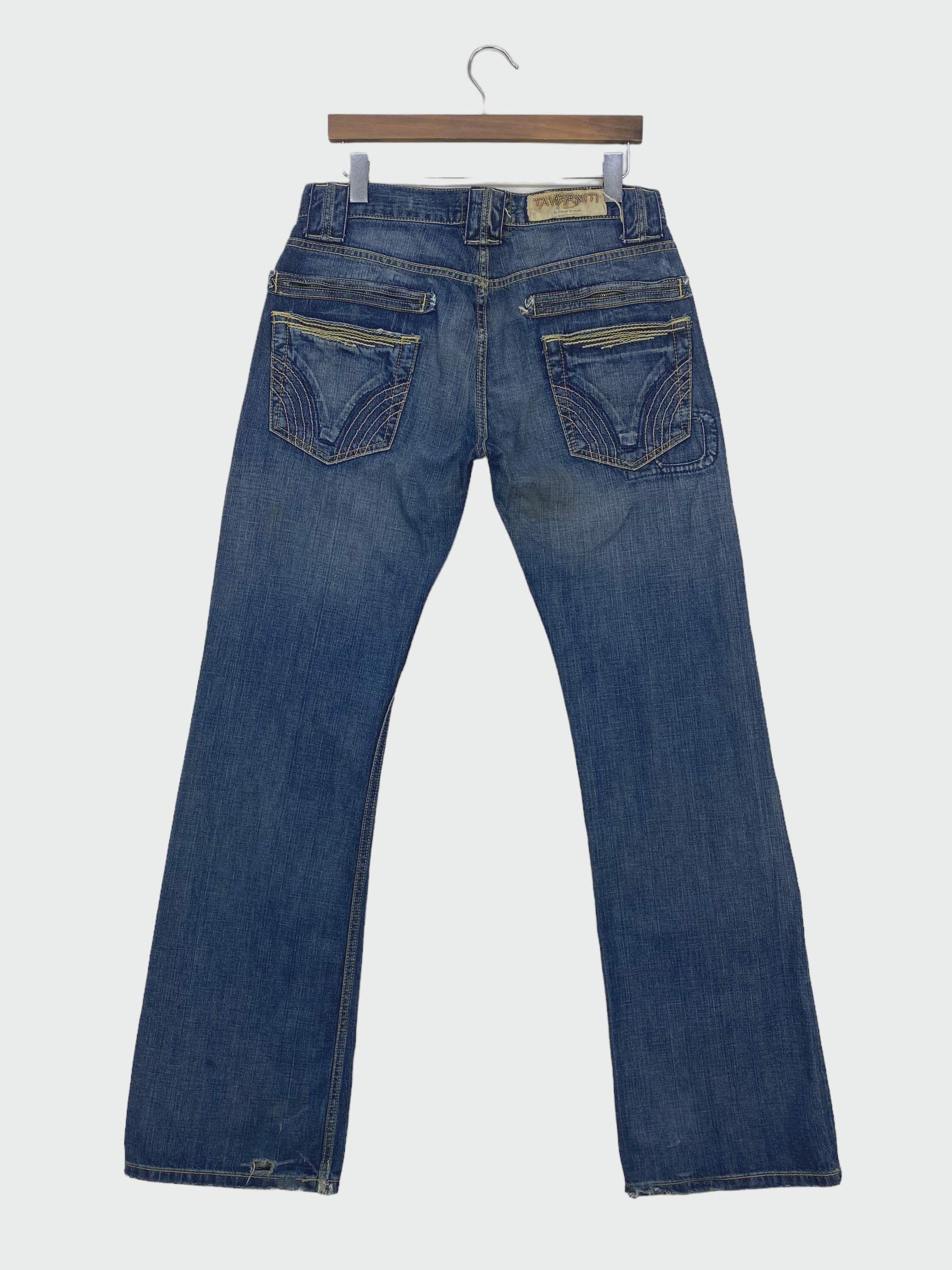 image of Distressed Denim x Taverniti So Jeans Patchwork Flare Jeans Pants in Blue, Men's (Size 29)