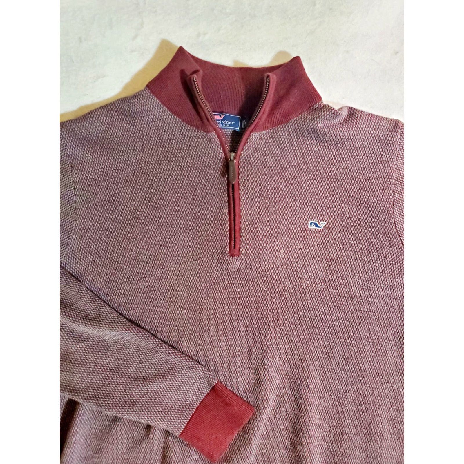 Vineyard Vines Vineyard Vines Signature 1/4 Zip Pullover Burgundy Mock Neck Sweater Mens Size L Size US L / EU 52-54 / 3 - 2 Thumbnail
