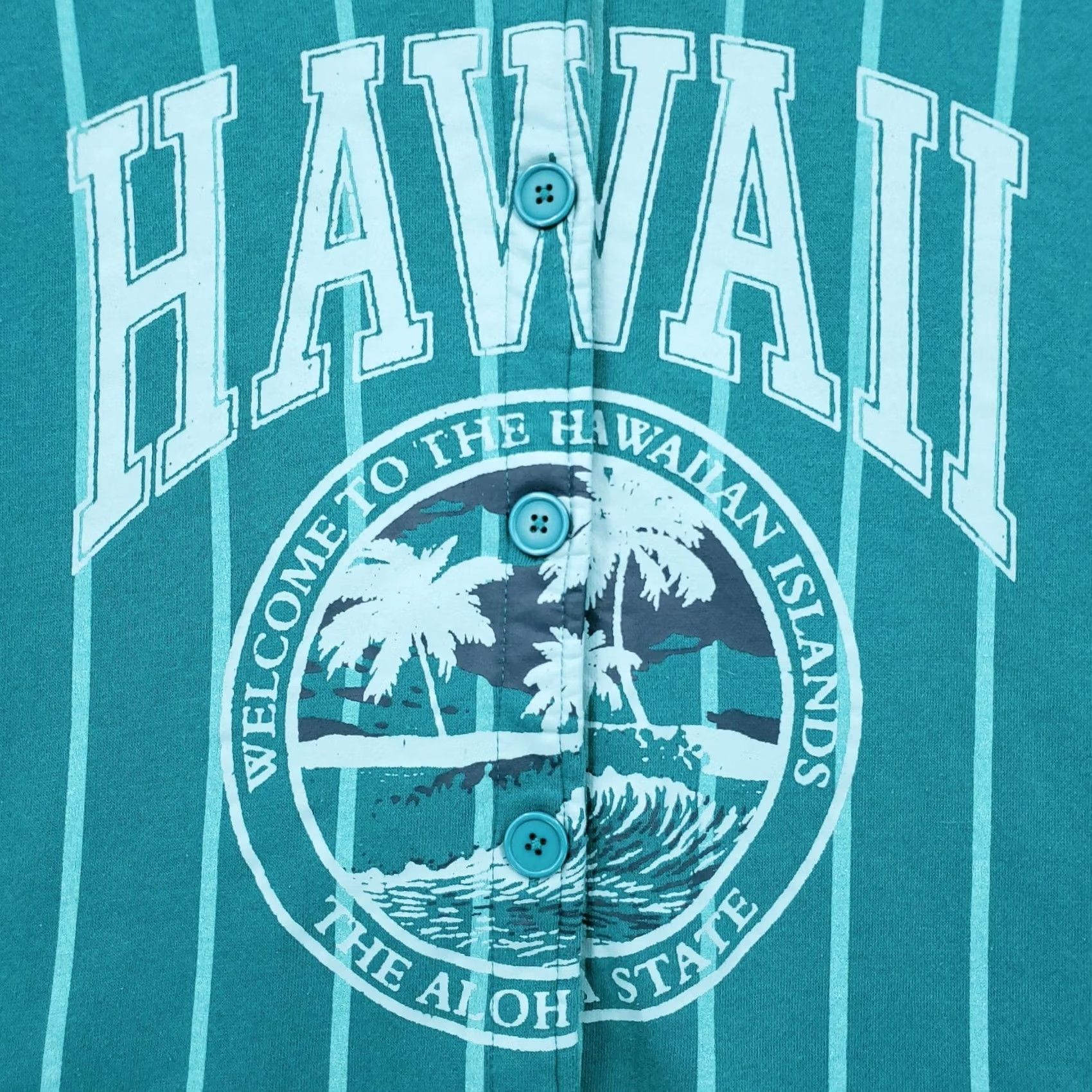 Pacsun PacSun Sweatshirt Womens M/L Teal Green Hawaii Varsity Oversized V Neck Striped Size M / US 6-8 / IT 42-44 - 4 Thumbnail