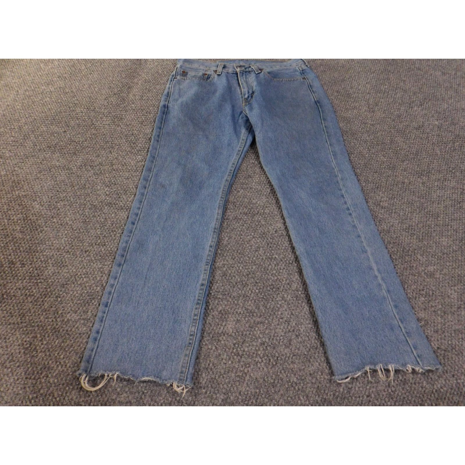 Levi's Levi's Jeans 505 Mens 29x32 Blue Denim Distressed Straight Leg Button Fly Raw Hem Vintage? No — Actually Vintage: No Size US 29 - 2 Thumbnail