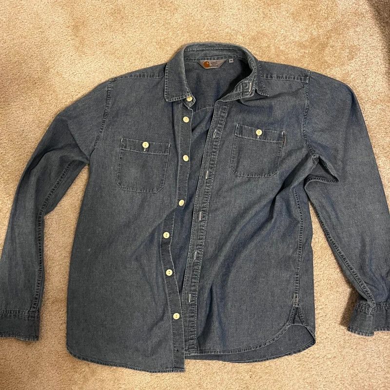 Carhartt Carhartt Light Blue Denim Long Sleeve Shirt Size M Size US M / EU 48-50 / 2 - 1 Thumbnail