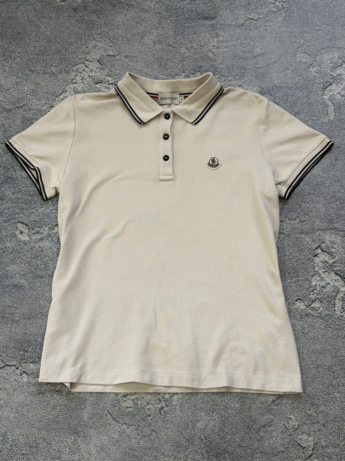 Moncler Moncler Women's Polo Shirt Maglia Beige Cream Size M Size M / US 6-8 / IT 42-44 - 1 Thumbnail