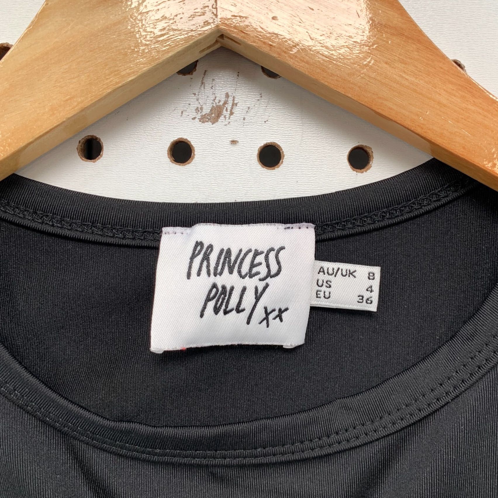 PRINCESS POLLY Princess Polly Women's Black Crop Top Floral Key Hole 4 Cropped Shirt Womens Size 4 Black Women Tee Size S / US 4 / IT 40 - 5 Thumbnail