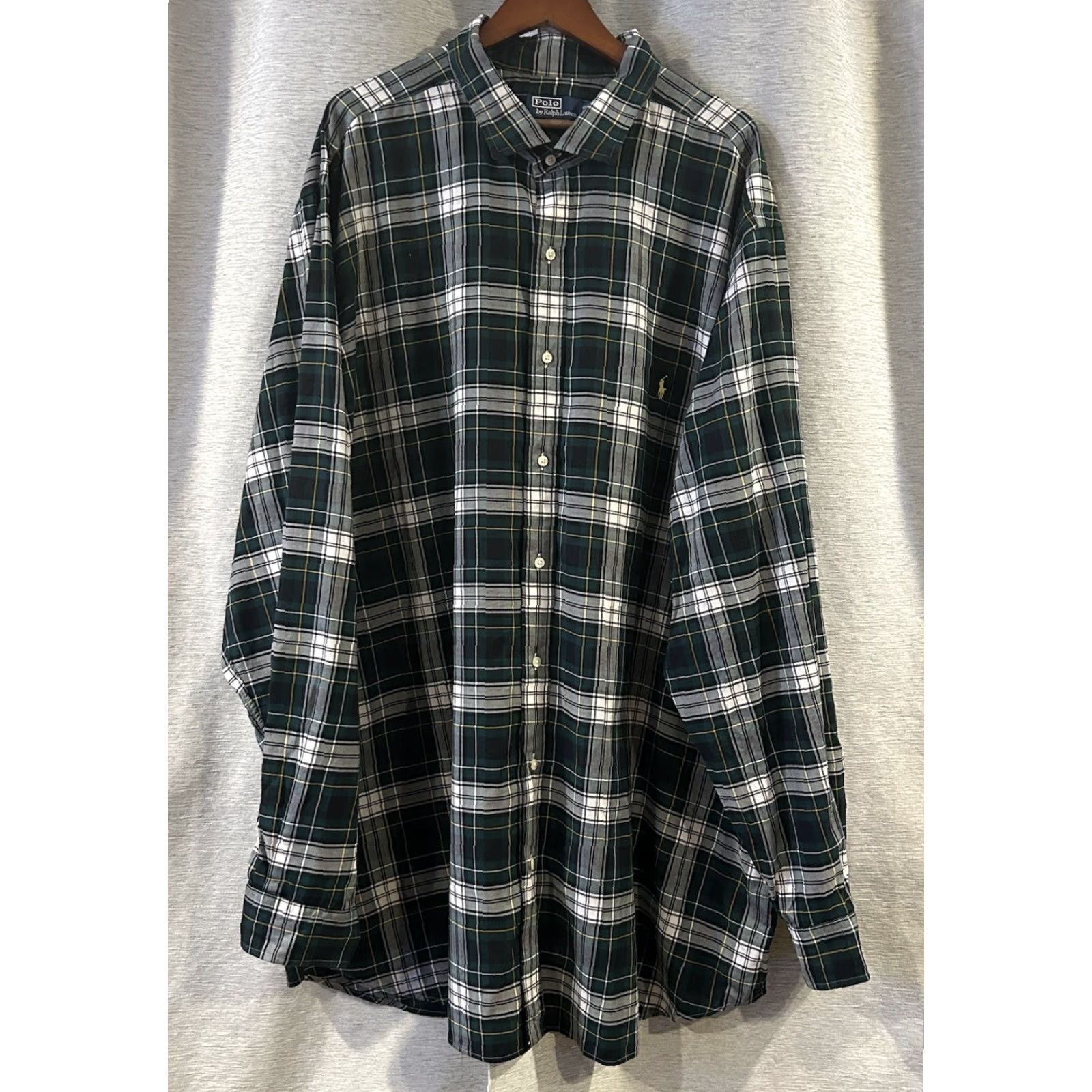 Polo Ralph Lauren Polo Ralph Lauren Performance Plaid Shirt Mens 4XLT Green Flannel Button-Up Shirt Long Sleeve Casual Size US XXL / EU 58 / 5 - 2 Thumbnail
