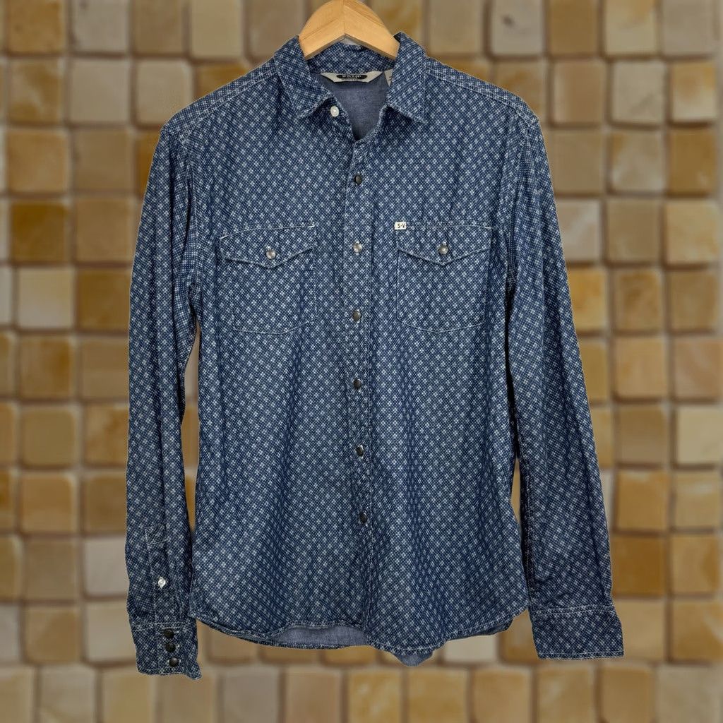 Vintage Salt Valley Western Button-Up Shirt Mens M Blue All Over Print Cowboy Western Size US M / EU 48-50 / 2 - 1 Thumbnail