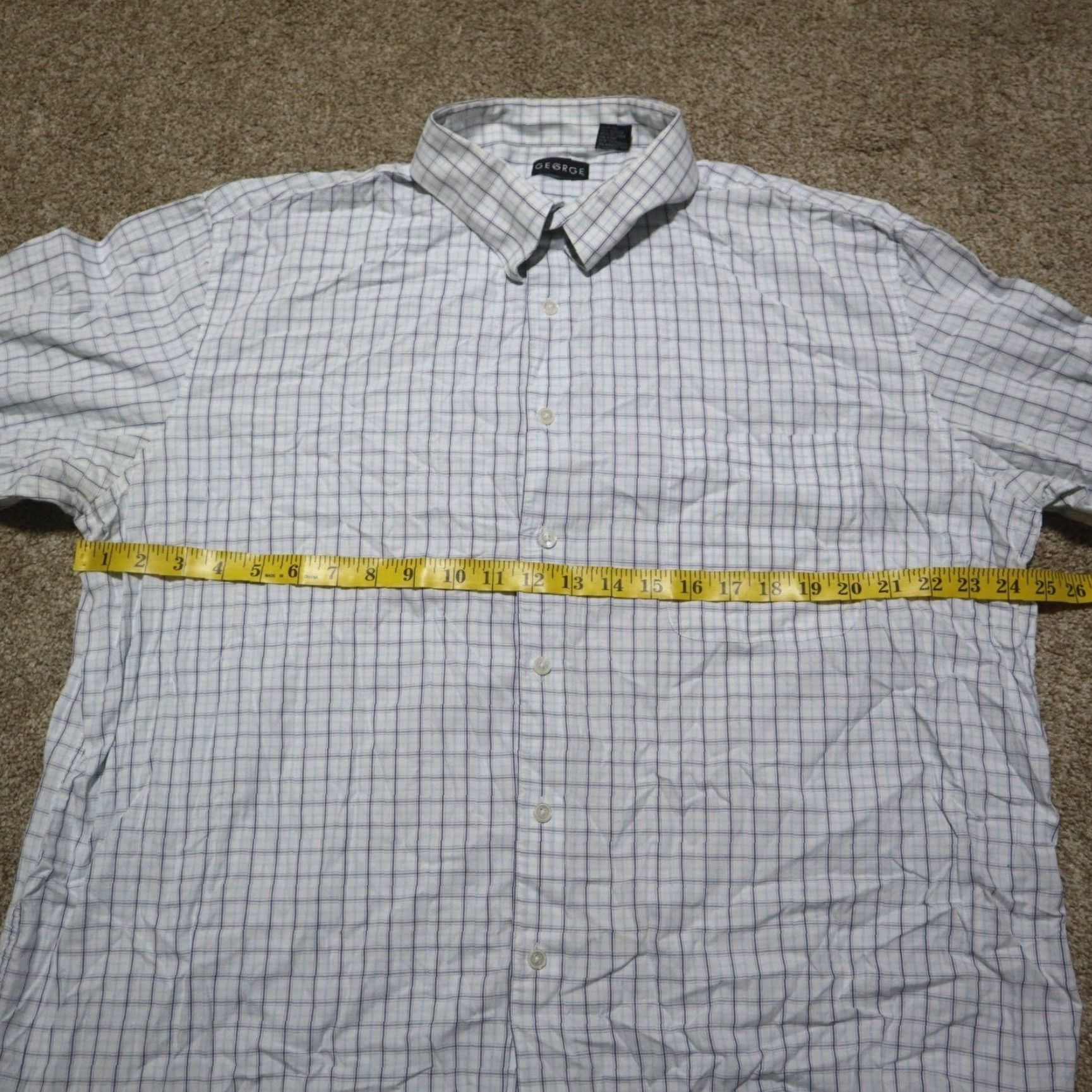 George George Shirt Adult XL Multicolor Blue Checkered Long Sleeve Button-Up Pocket Mens Size US XL / EU 56 / 4 - 4 Thumbnail