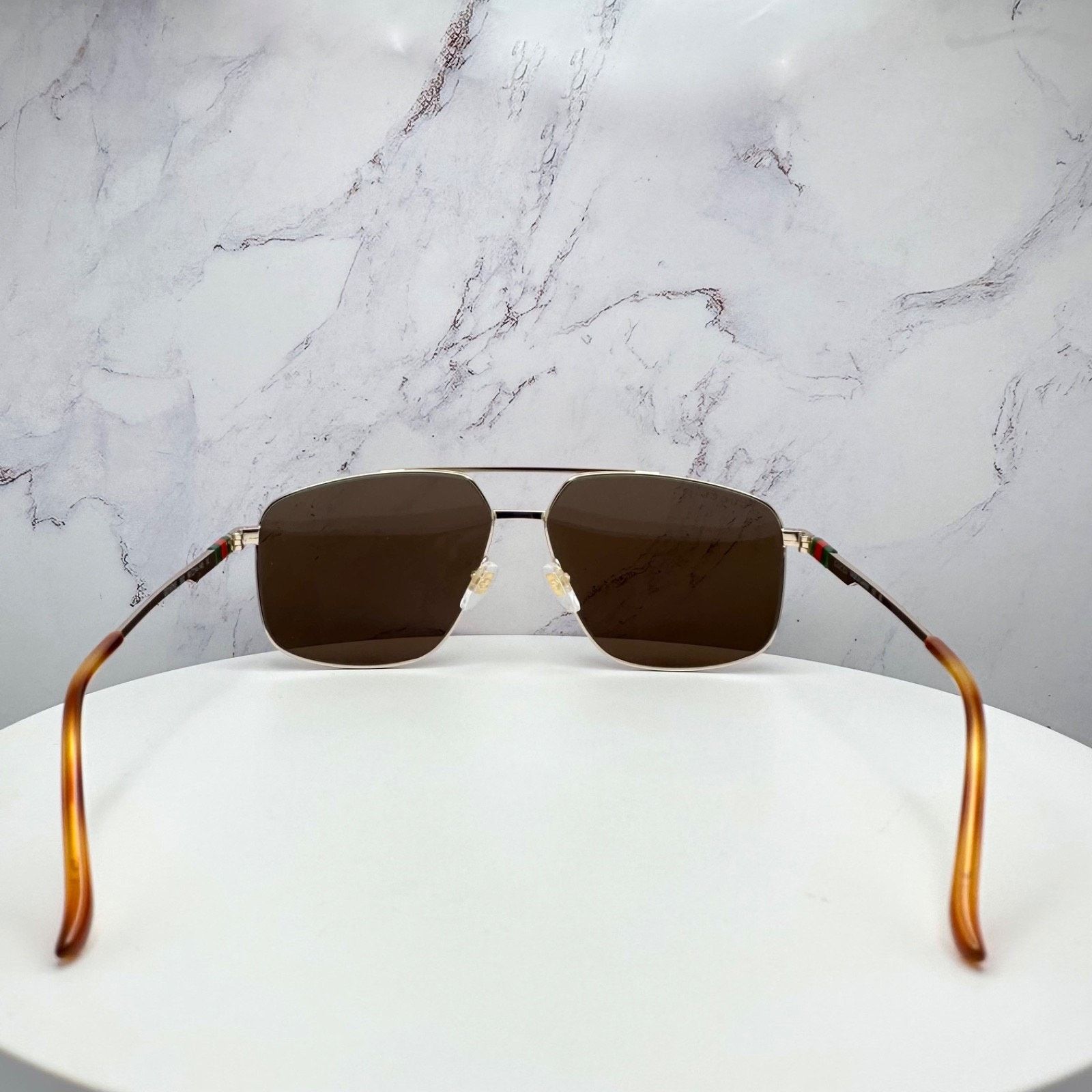 Gucci New GUCCI Sunglasses Gold Metal Aviator Pilot Web Logo Size ONE SIZE - 13 Thumbnail