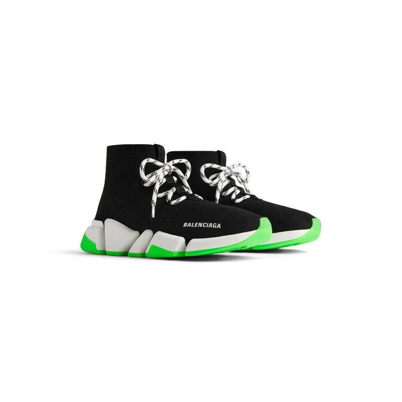 Balenciaga o1w1db11125 Speed 2.0 Lace-up Recycled Knit Sneakers Black Size US 10 / EU 43 - 2 Thumbnail