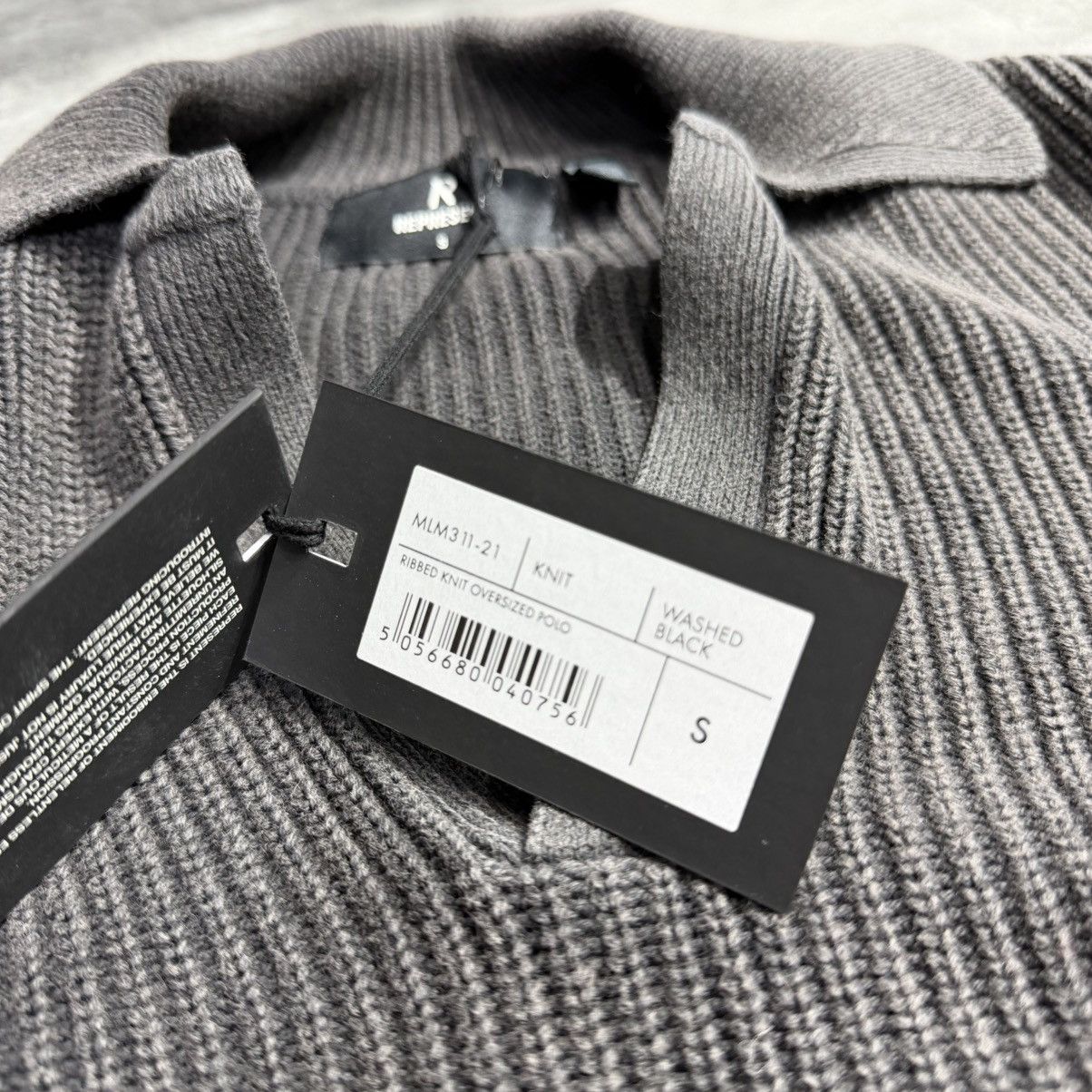 Represent Clo. Represent Ribbed Knit Oversized Polo - Washed Black Size US S / EU 44-46 / 1 - 5 Thumbnail