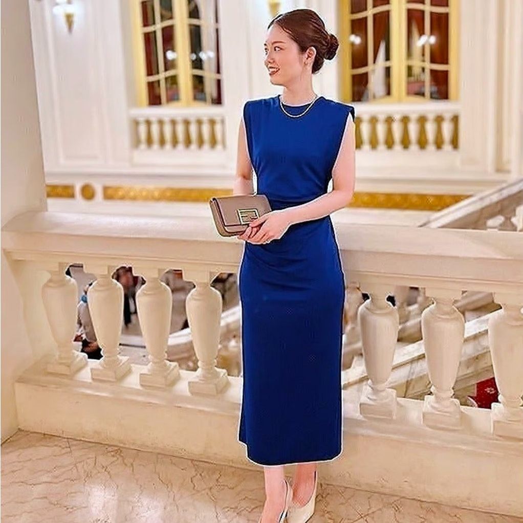 Zara ZARA Blue Shoulder Pad Midi Dress NWT Size M / US 6-8 / IT 42-44 - 7 Thumbnail