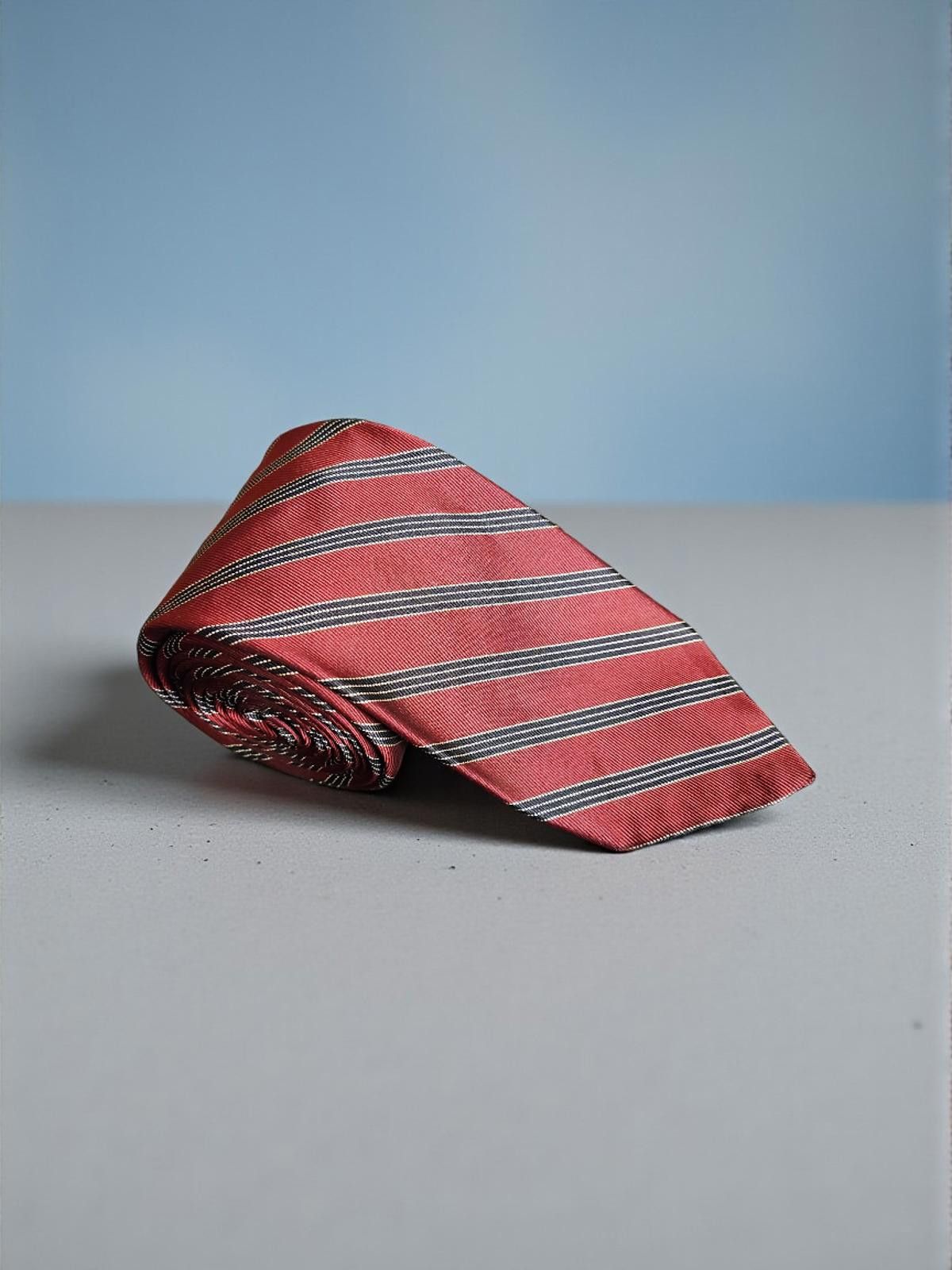 Other Vintage Bunce Brothers Red and Navy Blue Striped Silk Tie Size ONE SIZE - 2 Thumbnail