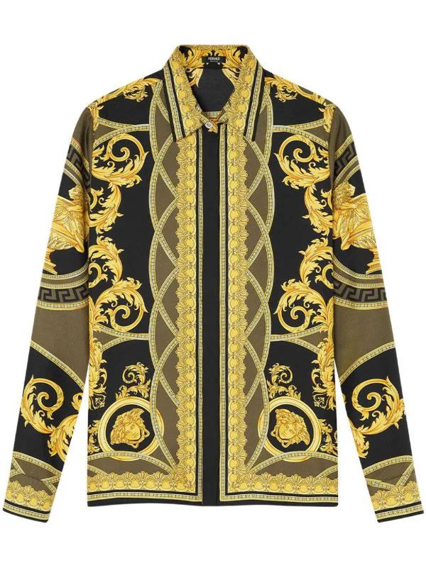 Versace o1s22i1n1024 The Cut Of Silk Shirt in Multicolor Size M / US 6-8 / IT 42-44 - 1 Thumbnail