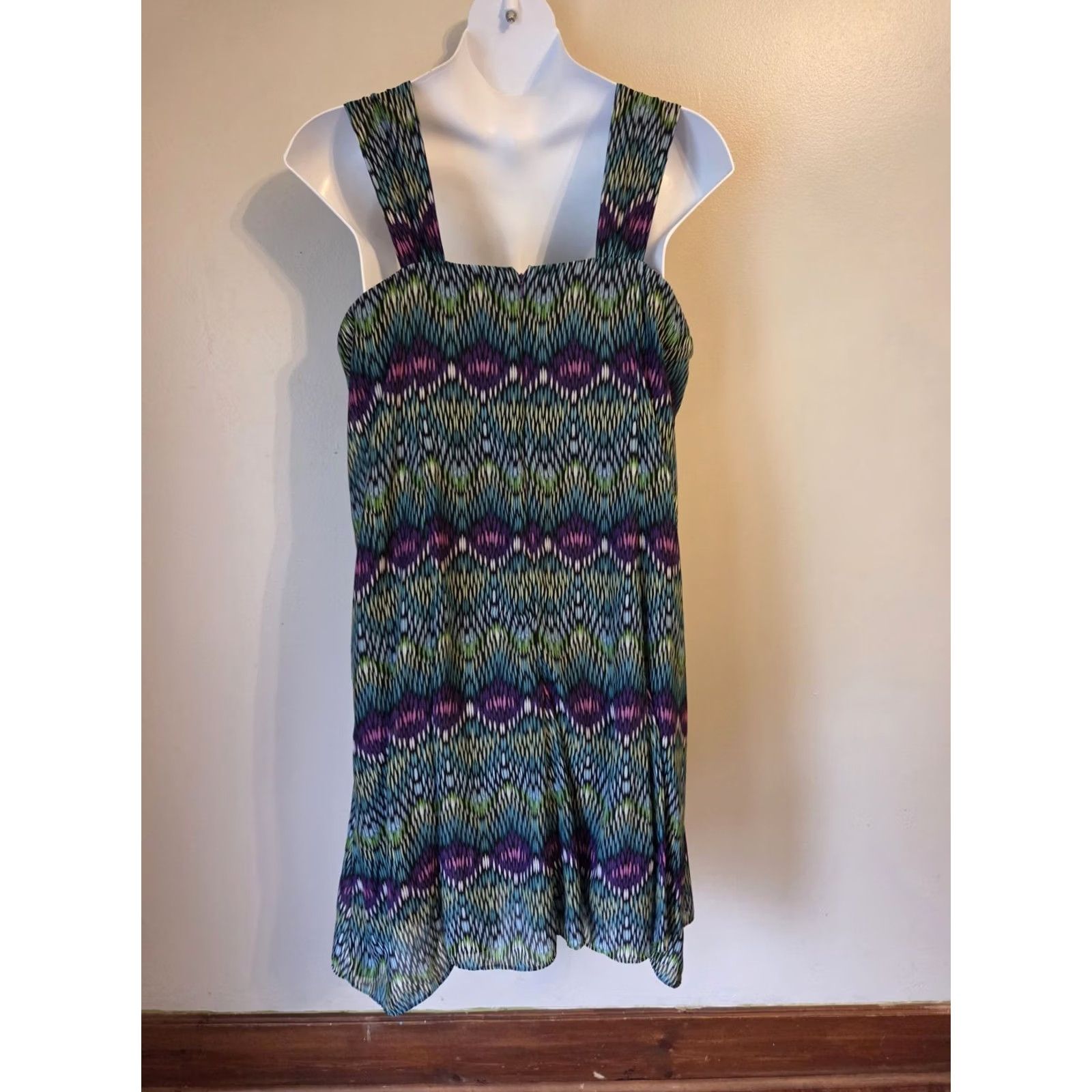 Vintage Catherines Dress Purple Green Blue Black Geometric Abstract Boho 22 2X Women Size 3XL / US 20-22 - 6 Thumbnail