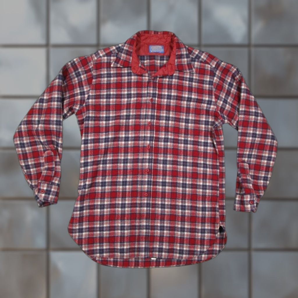 Pendleton VINTAGE Pendleton Shirt Mens Large Long Red Check Wool Button Up Casual Workwear Size US L / EU 52-54 / 3 - 1 Thumbnail