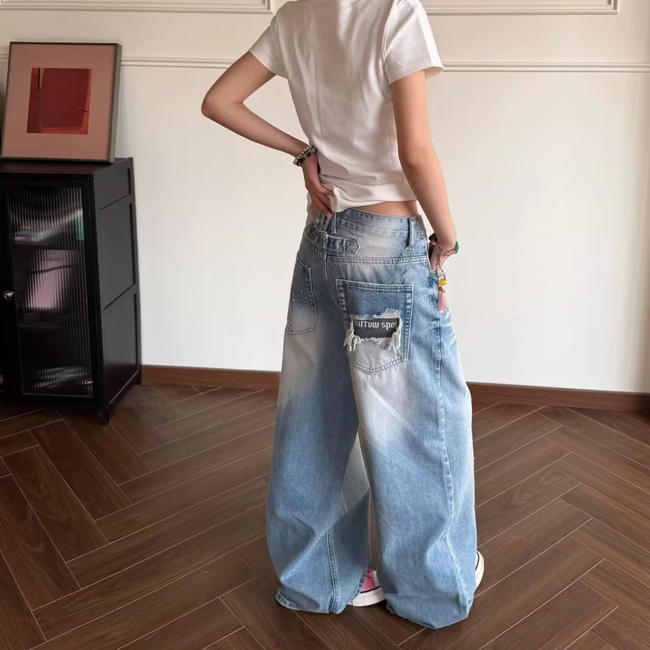 Vintage Light Blue Washed Vintage Straight-Leg Jeans Size US 32 / EU 48 - 3 Thumbnail
