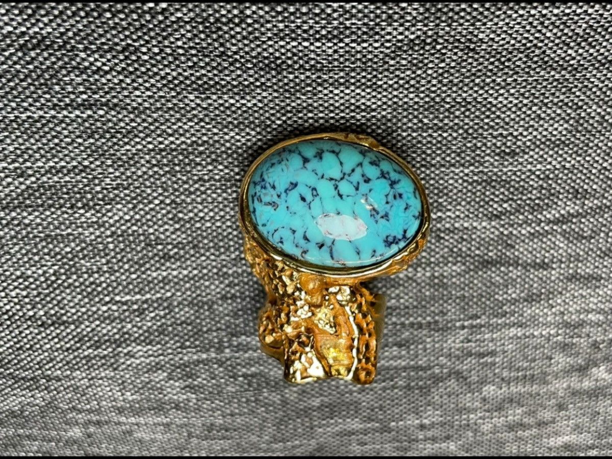 image of Saint Laurent Paris x YVES Saint Laurent Rive Gauche Arty Ring in Bleu, Women's