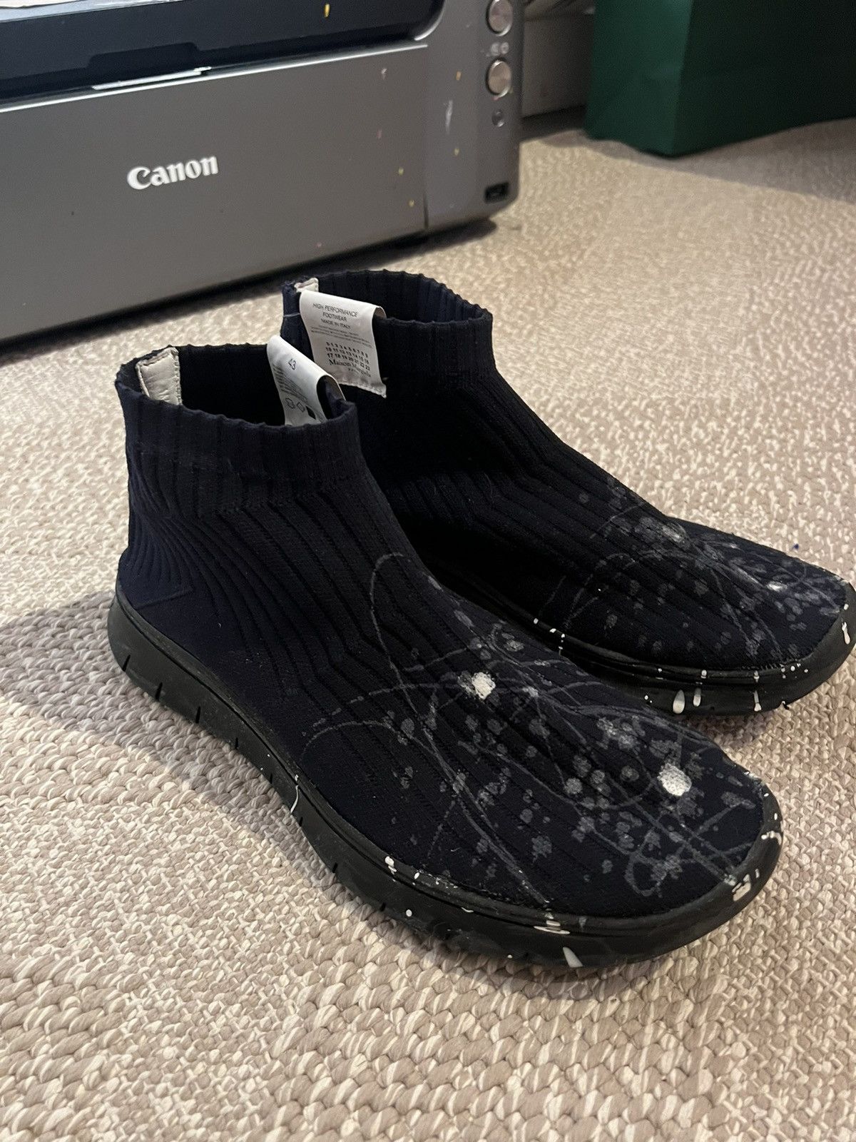 Maison margiela paint splatter sock sneakers deals