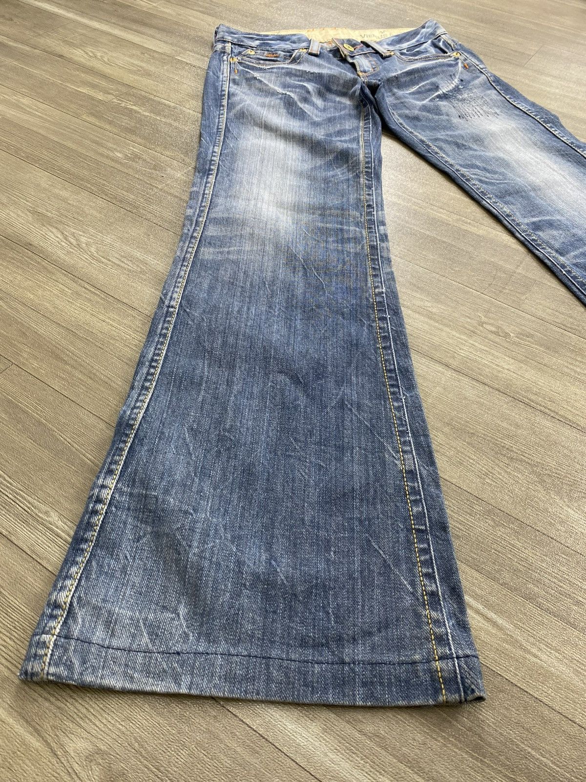 If Six Was Nine 2000s Venus Edwin Distressed Punk Faded Bootcut Flared Jeans Size US 30 / EU 46 - 4 Thumbnail