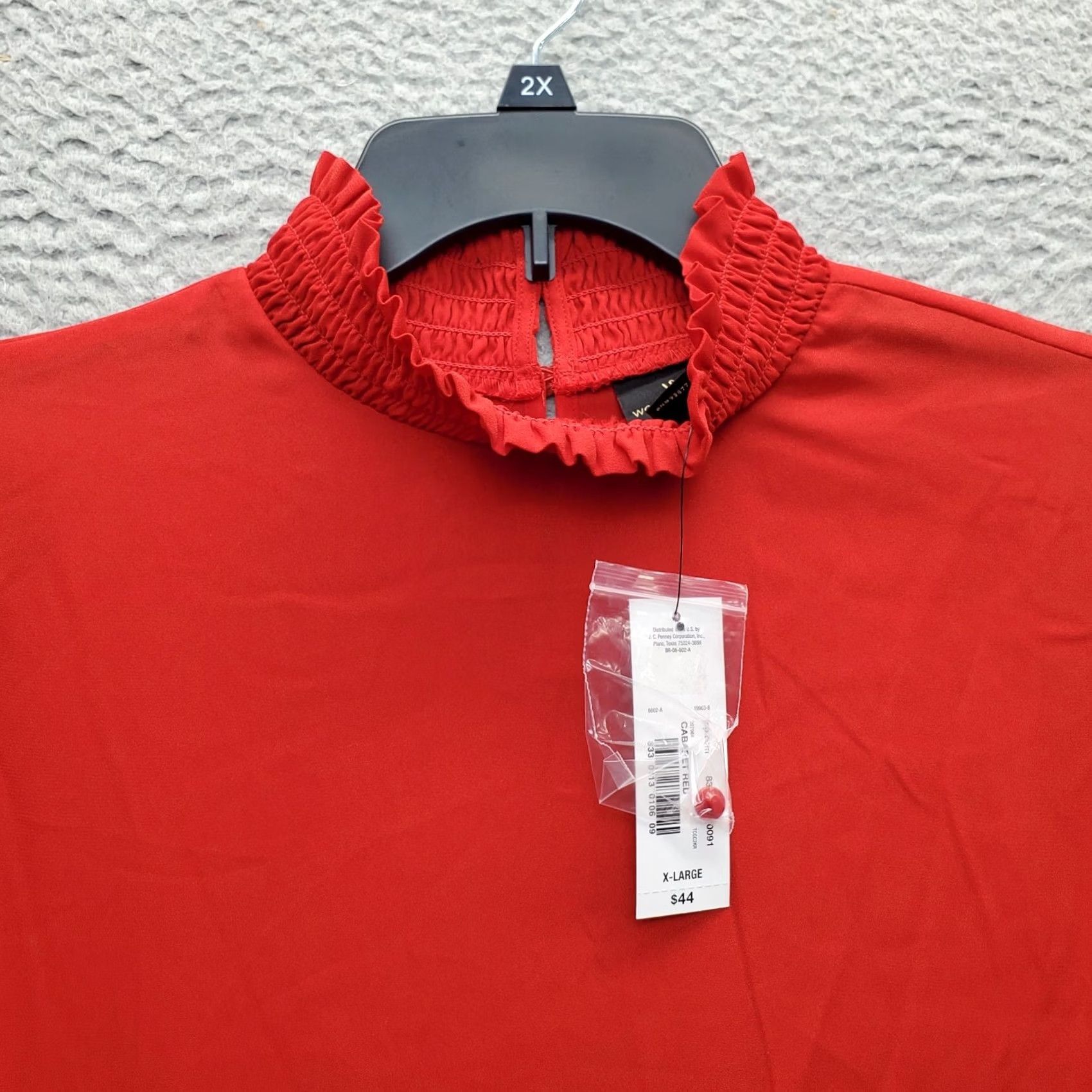 Worthington Worthington Blouse Womens Size XL Red High Neck Back Zip Long Sleeve Shirt Size XL / US 12-14 / IT 48-50 - 5 Thumbnail