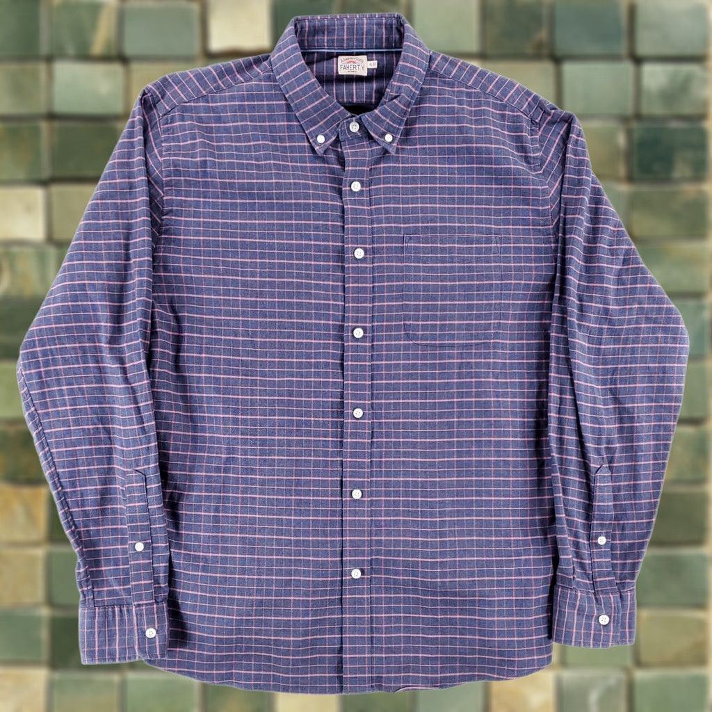 Faherty Faherty Button-Down Shirt Long Sleeve Plaid XL Mens Blue Pink Check Size US XL / EU 56 / 4 - 1 Thumbnail