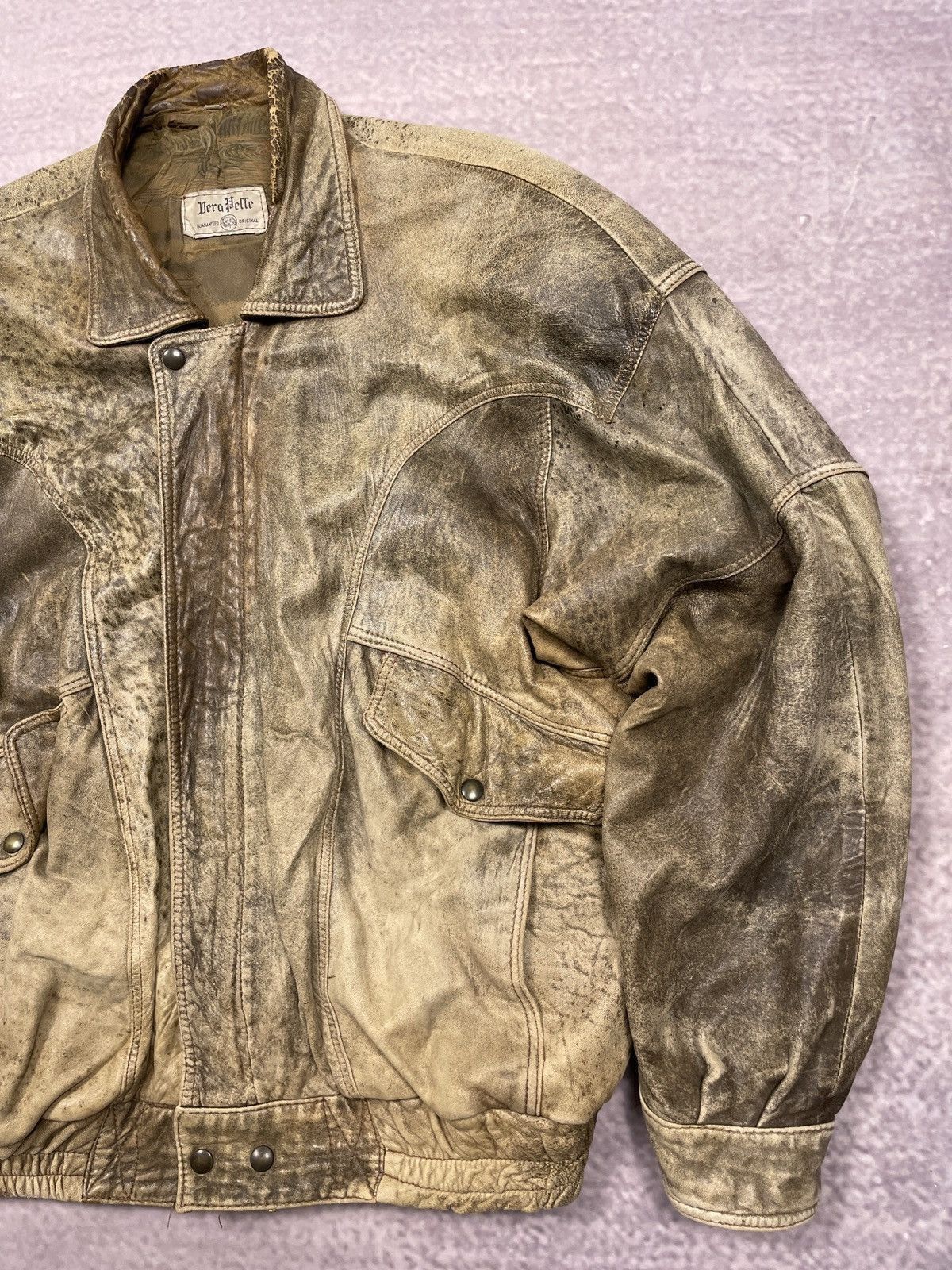 Japanese Brand Vintage Y2K Outfit Vera Pelle Leather Bomber Jacket Size US L / EU 52-54 / 3 - 5 Thumbnail