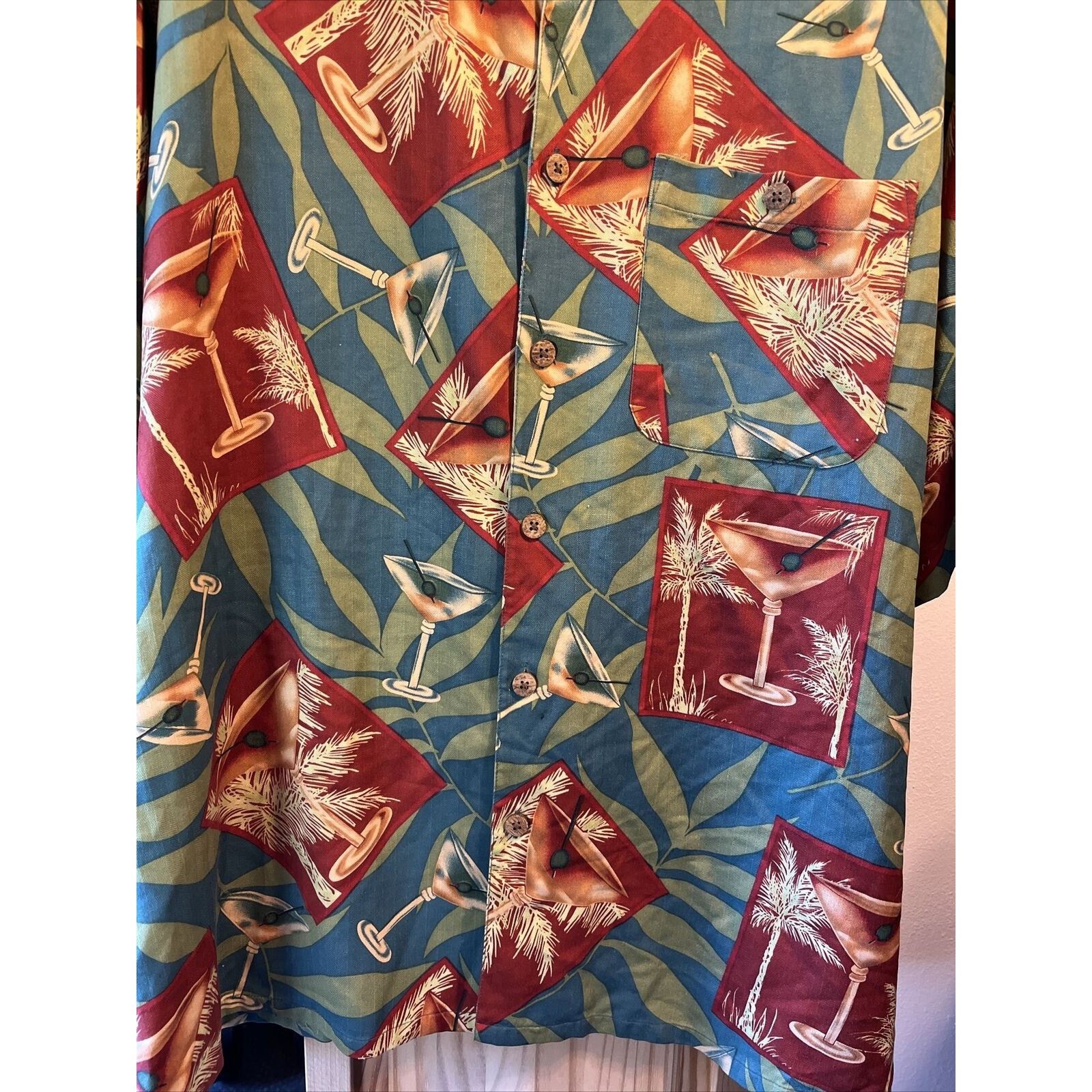 Other Banana Cabana Men’s XL Floral Martini SS Silk Hawaiian Shirt Size US XL / EU 56 / 4 - 7 Thumbnail