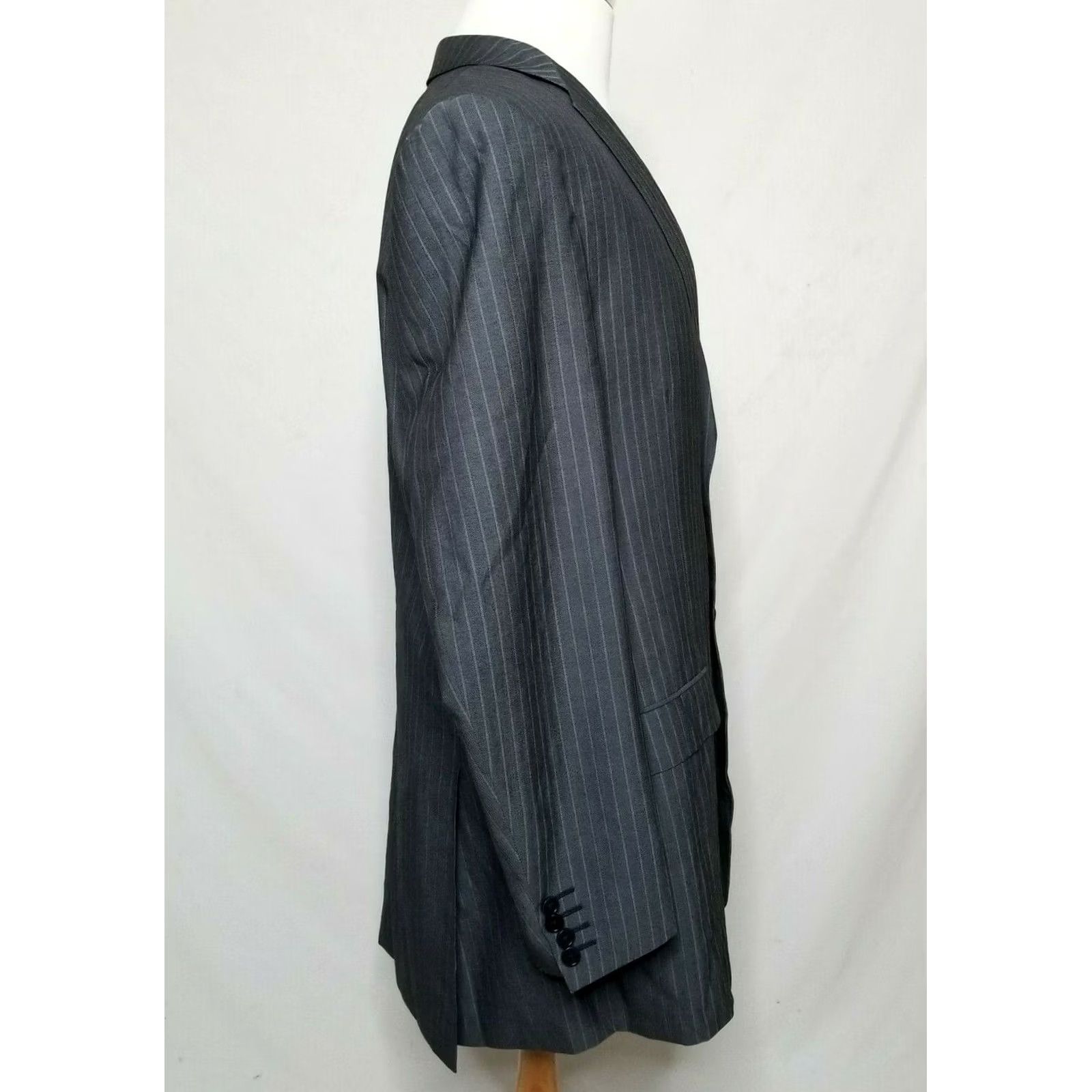 Canali Canali Mens Suit Jacket Gray Pinstripe Wool 54L / 44L Blazer Sport Coat Two Button Size 54R - 4 Thumbnail
