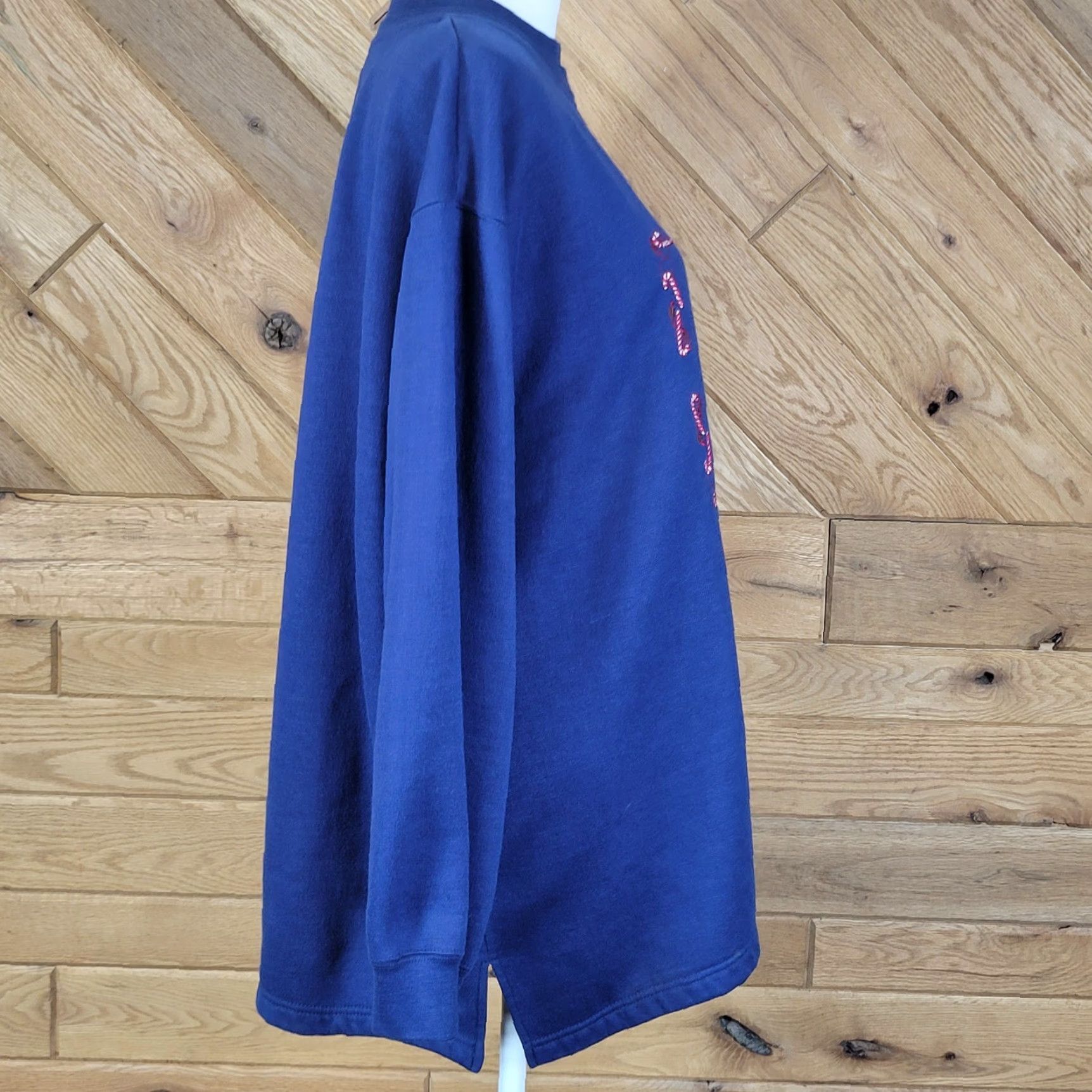 Vintage Nutcracker Womens Plus Size Embroidered Christmas Pullover Sweater Blue 2X Ladies Raglan Sleeve Mock Neck Christmas Theme Pullover Size XXL / US 16-18 / IT 52-54 - 4 Thumbnail