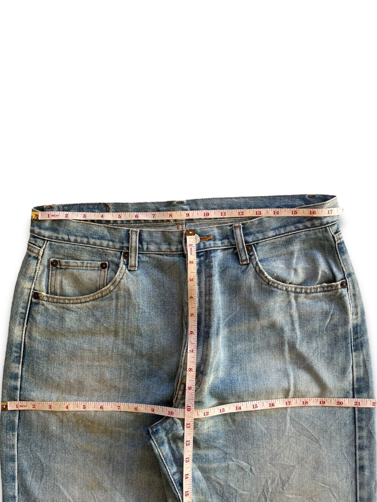 Japanese Brand Vintage Villand Blue Wash Distressed Baggy Jeans 35x31 Size US 35 - 11 Thumbnail