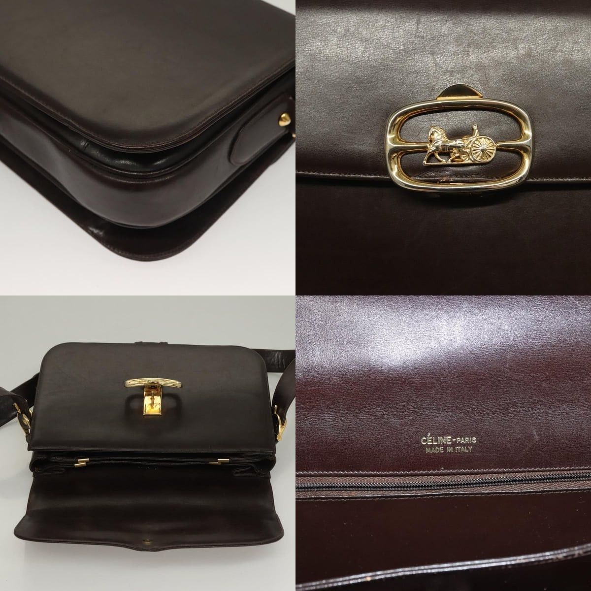 Celine CELINE Shoulder Bag Leather Brown Gold Size ONE SIZE - 11 Thumbnail