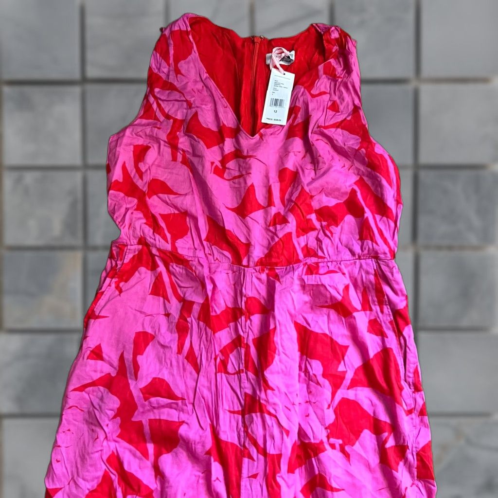 Vineyard Vines Vineyard Vines Jumpsuit Womens 12 Tropical Floral Eomper Wide Leg Vacation Pink Womens Size 12 Pink One-Piece Fashion Dress? Size 34" / US 12 / IT 48 - 1 Thumbnail